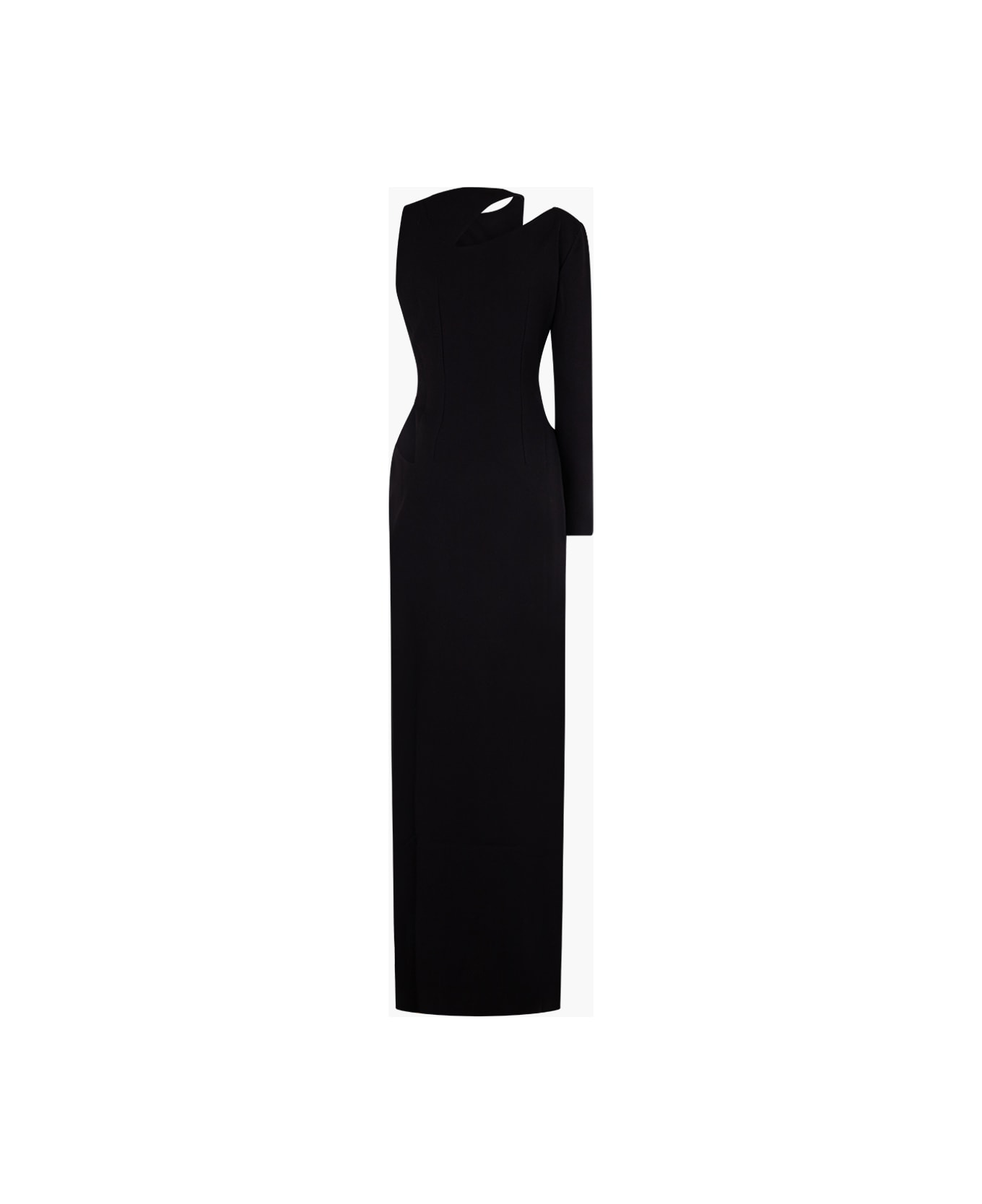 Monot One Shoulder Cut-out Long Dress - BLACK