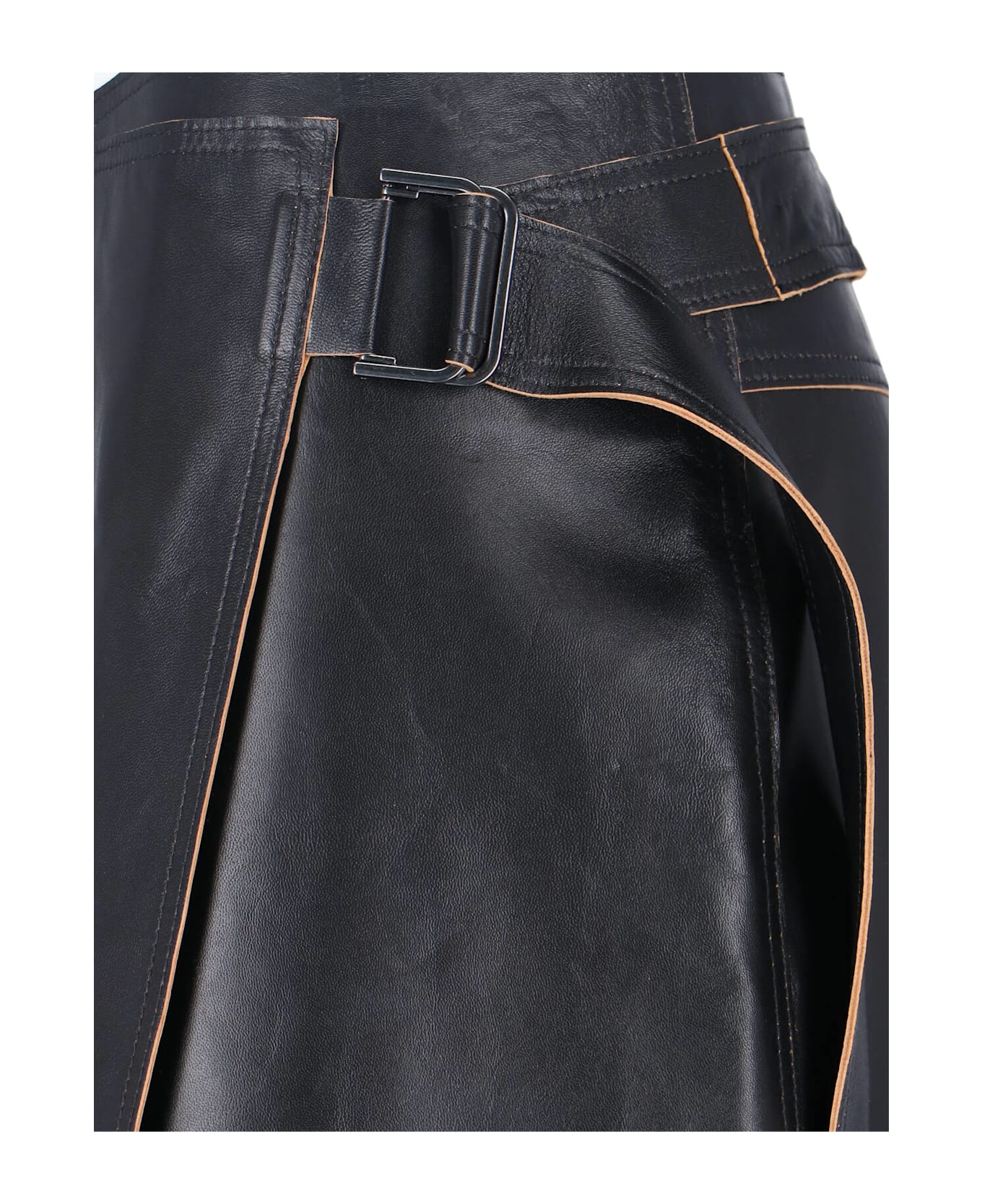 Calvin Klein Nappa Midi Skirt - Black  