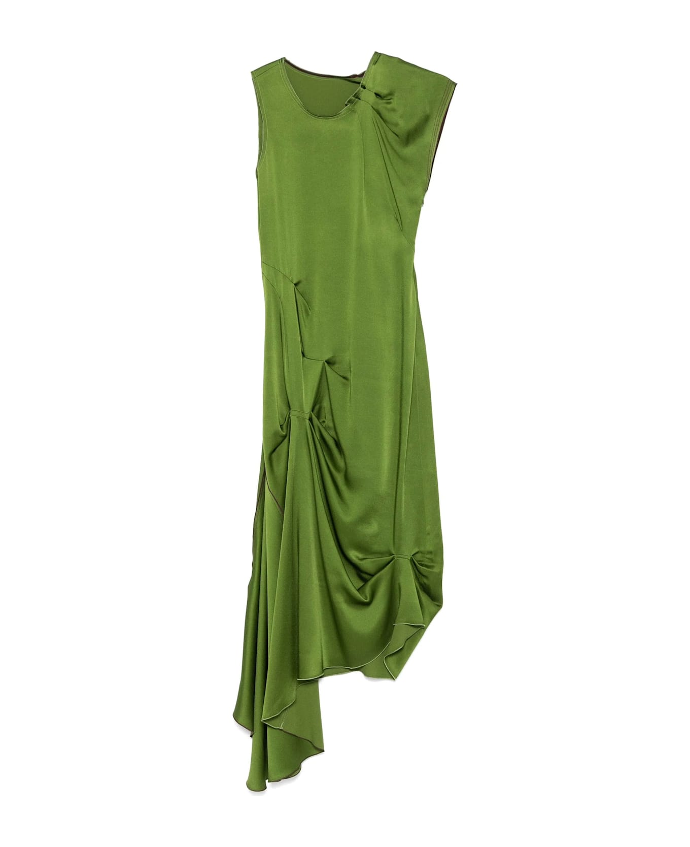 Victoria Beckham Draped Pleat Midi Dress - Algae