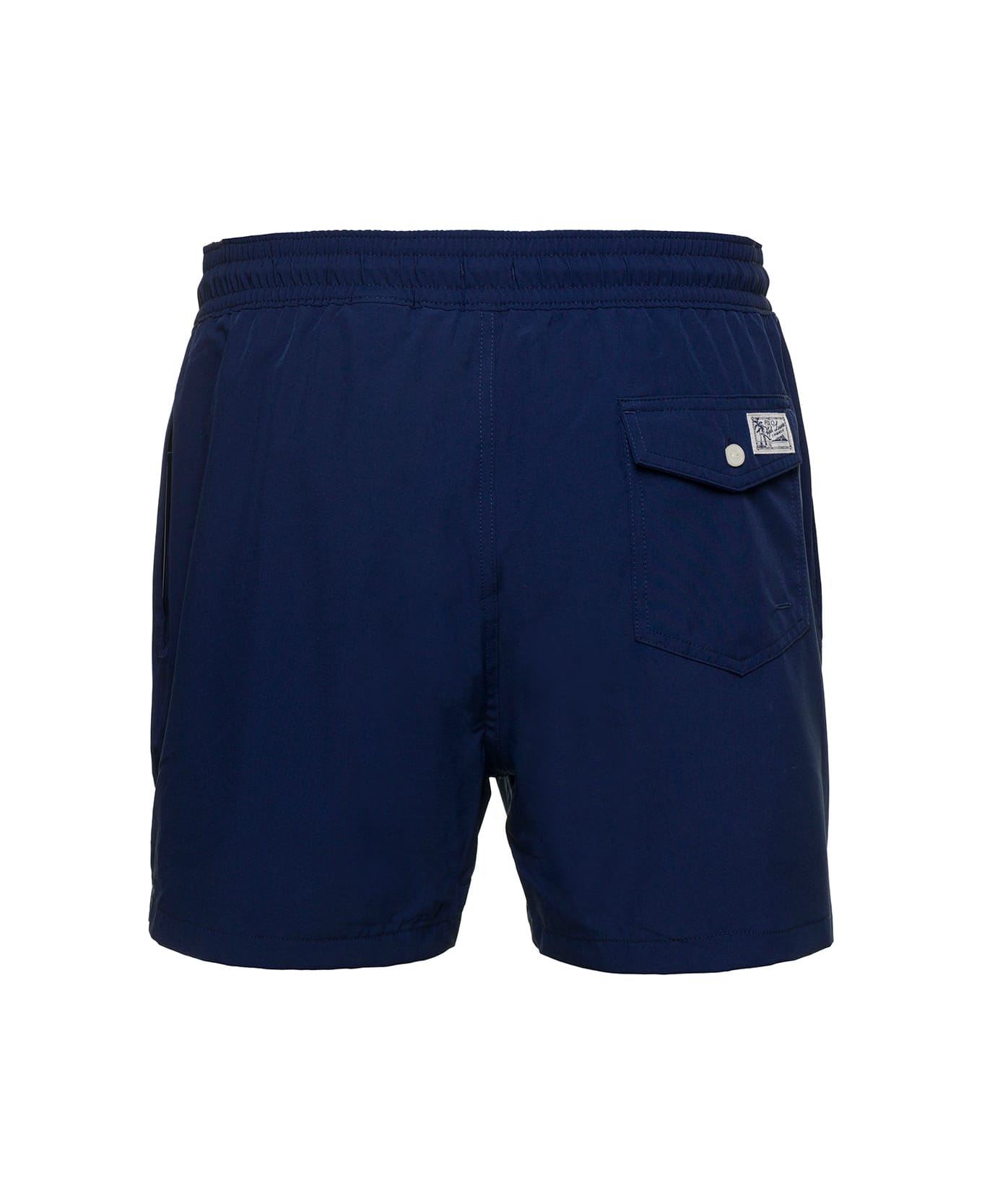 Ralph Lauren Blue Swim Trunks With Embroidered Logo And Logo Patch In Nylon Man - BLUE