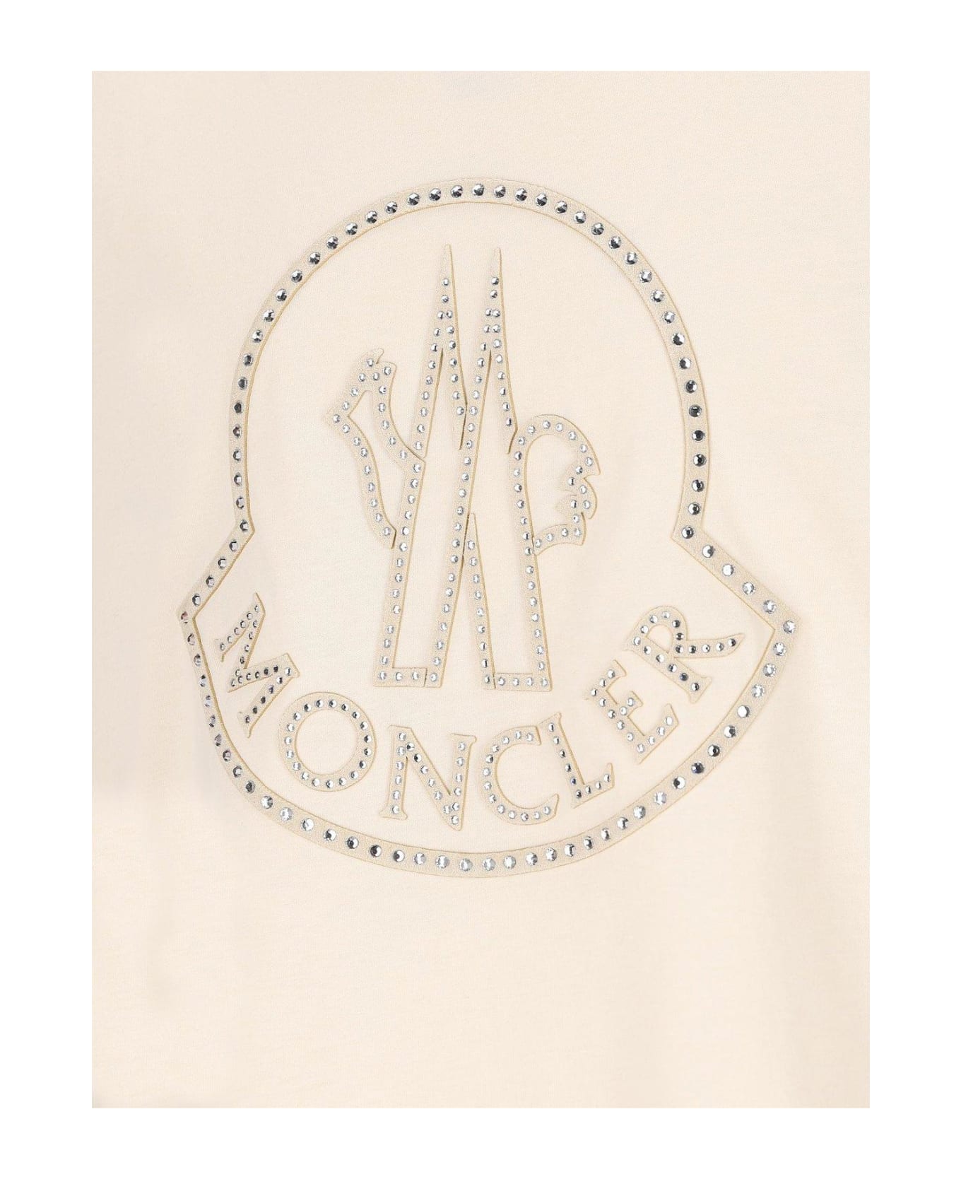 Moncler Logo Embellished Crewneck T-shirt - Beige