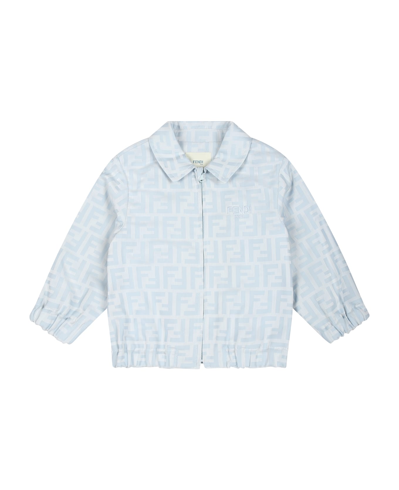 Fendi Light Blue Jacket For Baby Boy With Double F - Light Blue