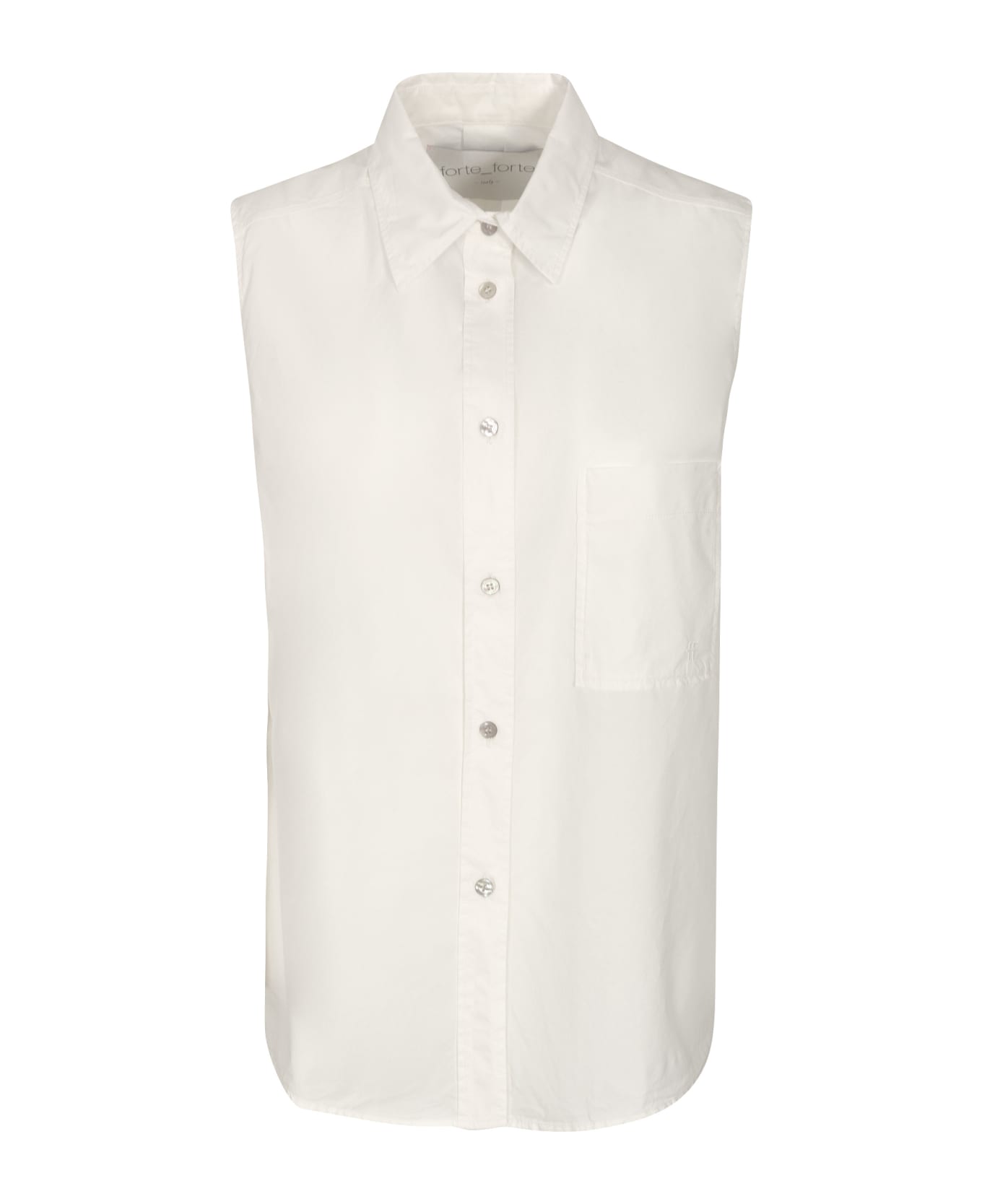 Forte_Forte Patched Pocket Plain Sleeveless Shirt - White