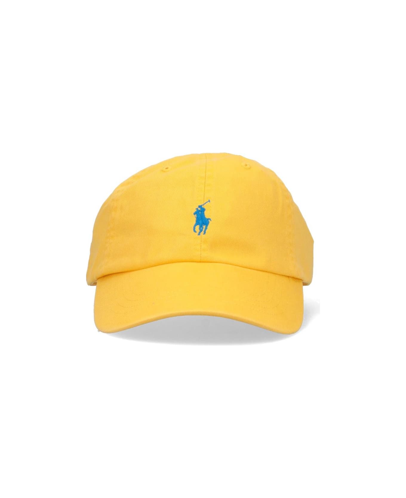 Ralph Lauren Yellow Baseball Hat With Contrasting Pony - Yellow