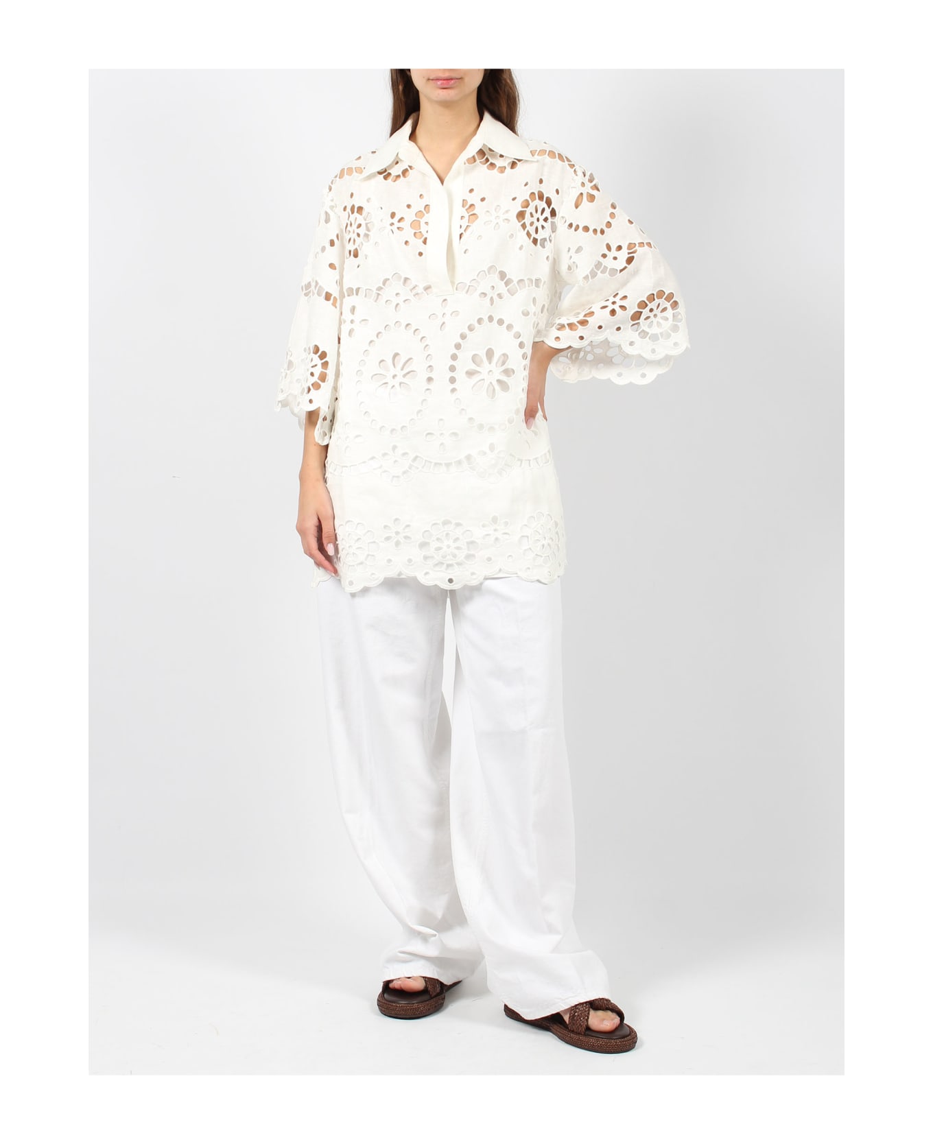 Zimmermann Lexi Embroidered Tunic - White ブラウス