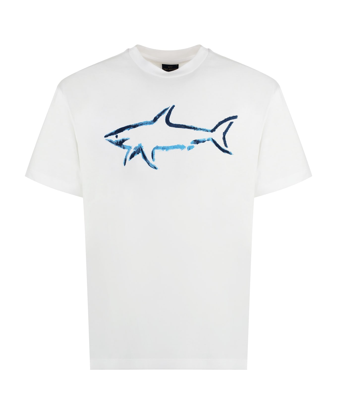 Paul&Shark Logo Cotton T-shirt - WHITE/BLUE シャツ