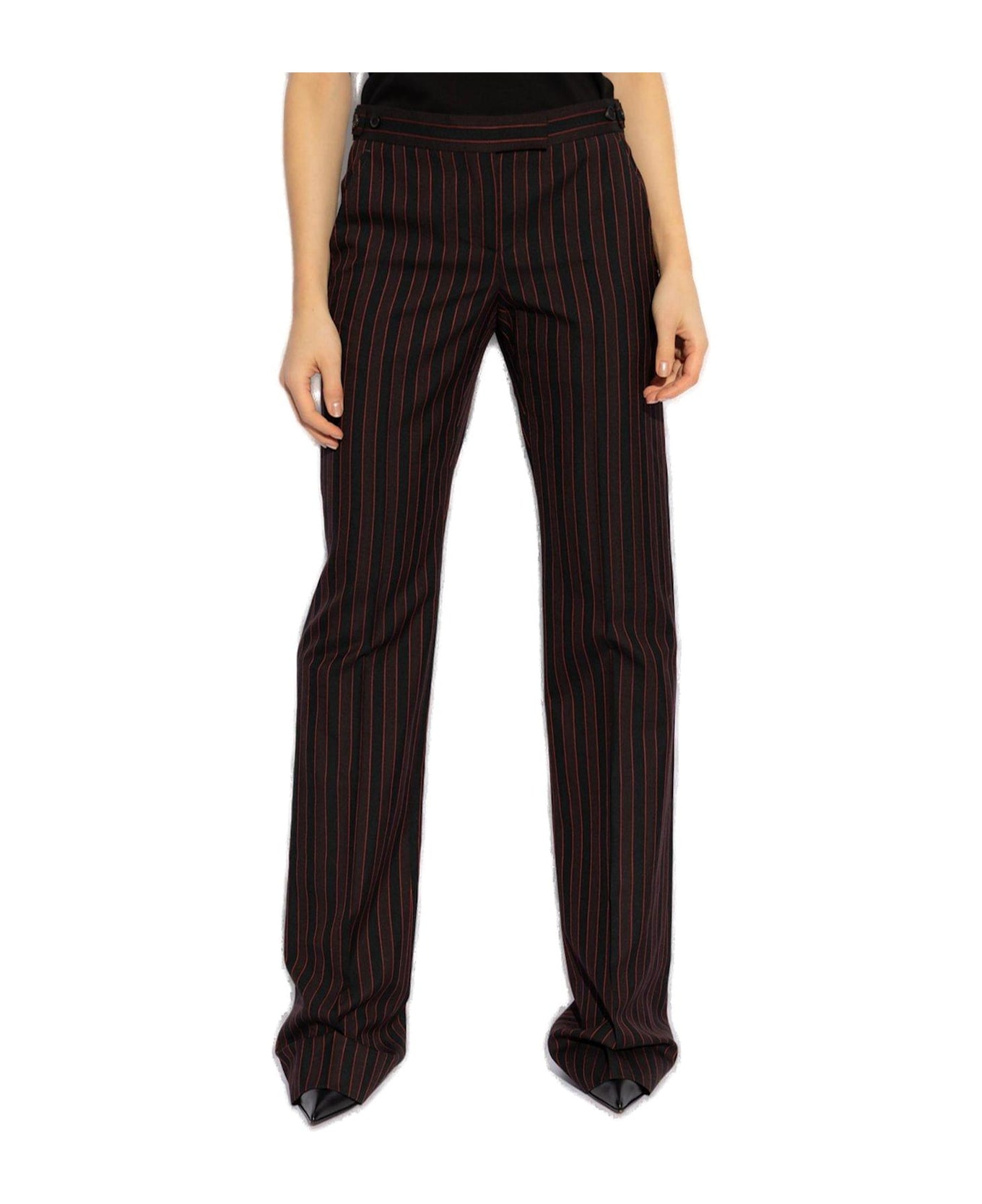 Alexander McQueen Pinstriped Low-rise Trousers - Nero e Bordeaux