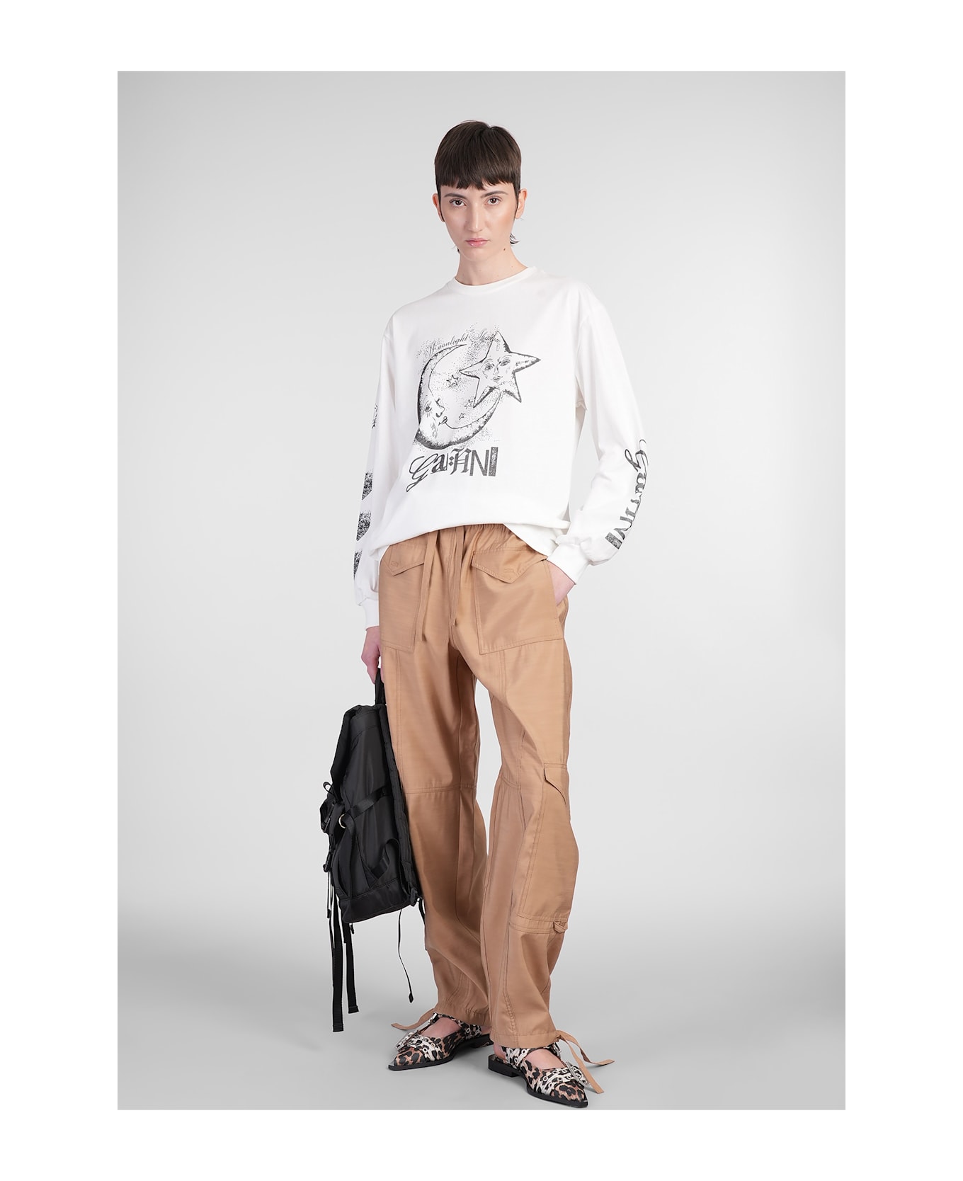 Ganni Pants In Beige Viscose - beige