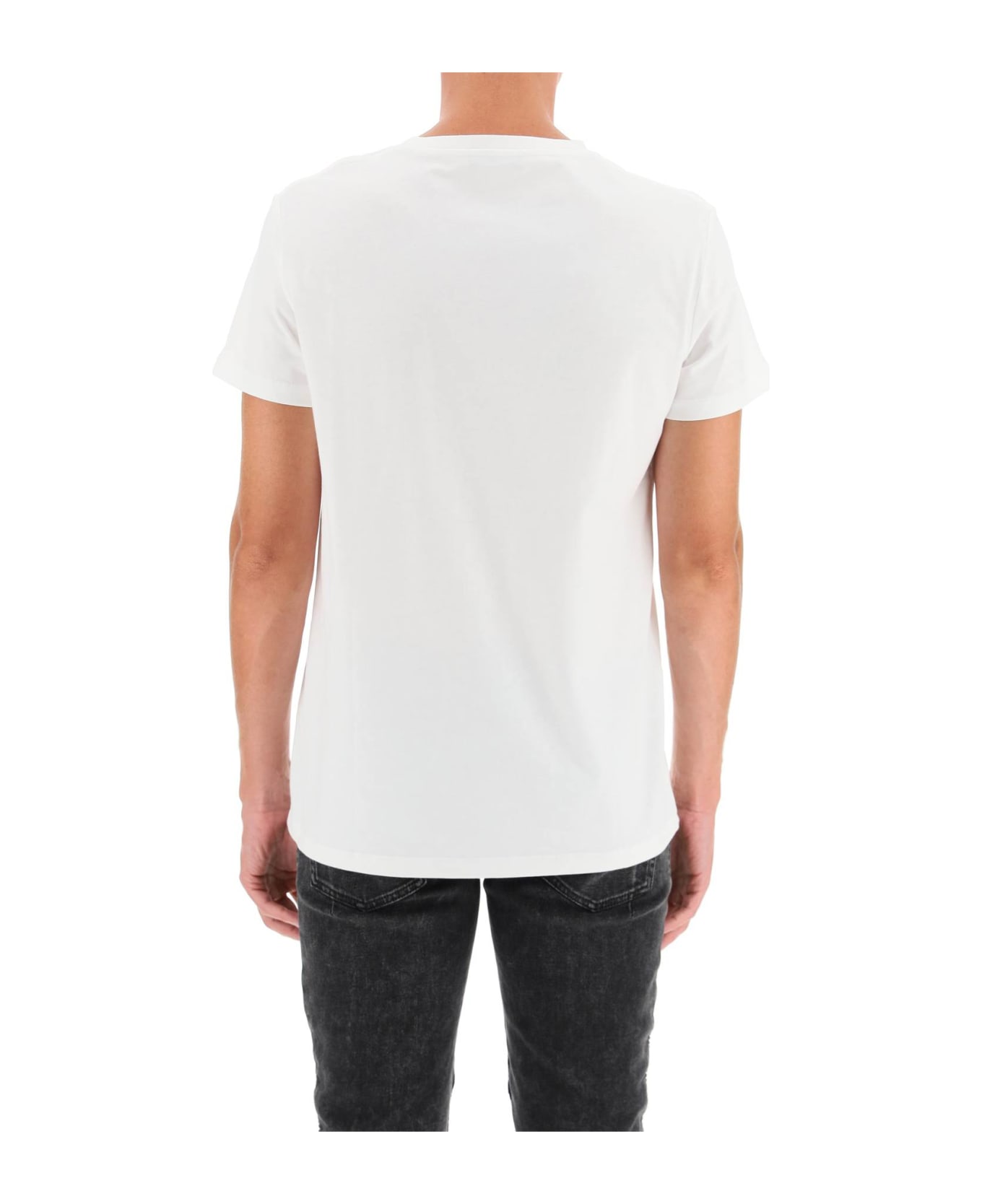Balmain Logo Print T-shirt - BLANC NOIR (White) シャツ
