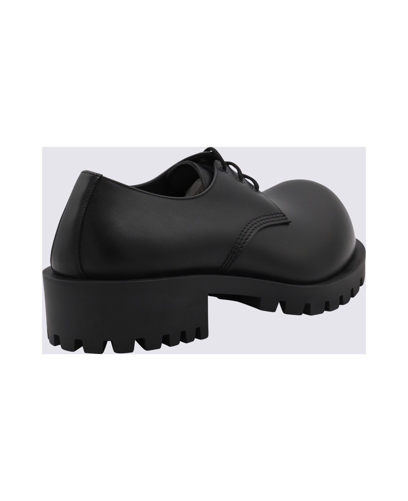 Balenciaga Black Leather Lace Up Shoes - Black