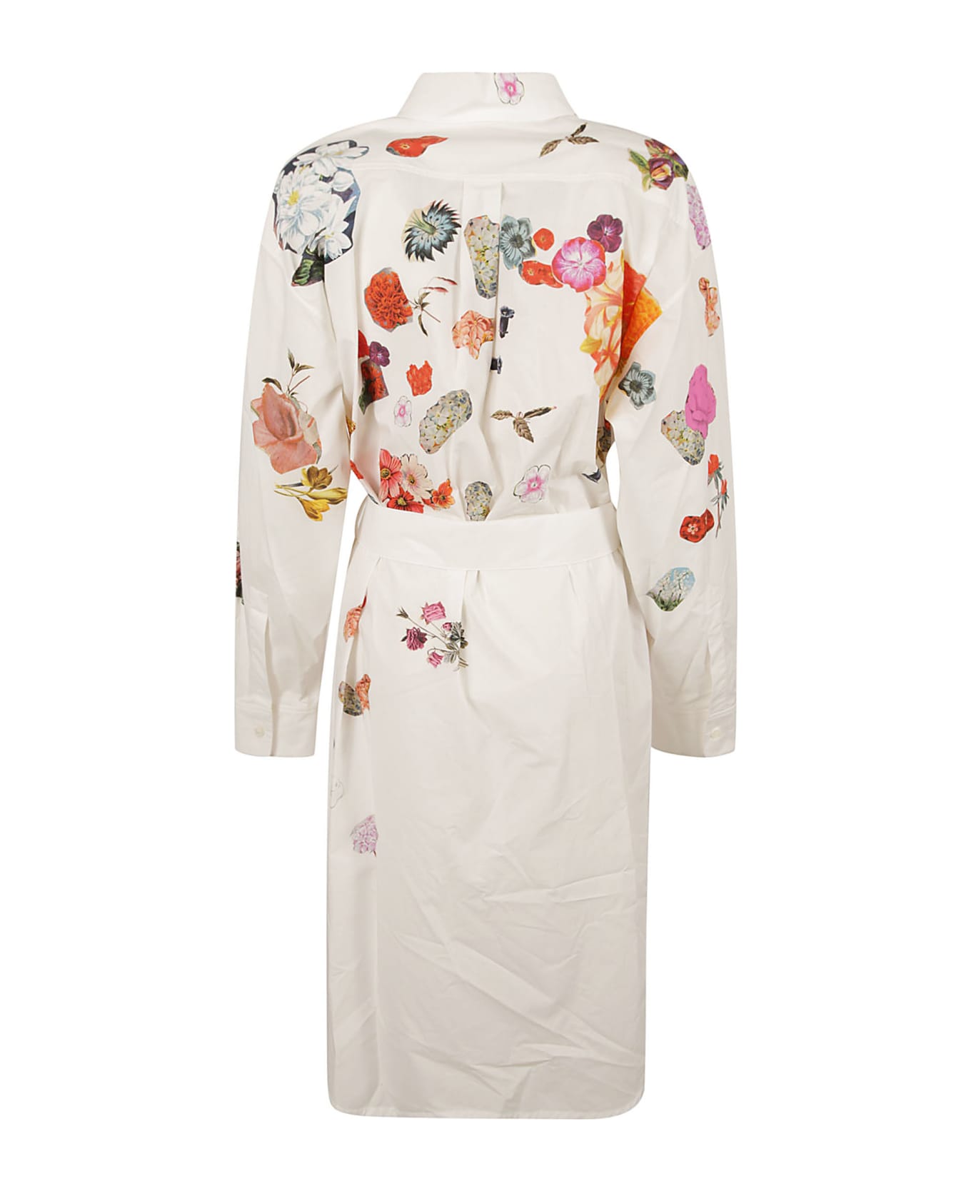 Marni Flowers Collage Poplin Dress - Lily White