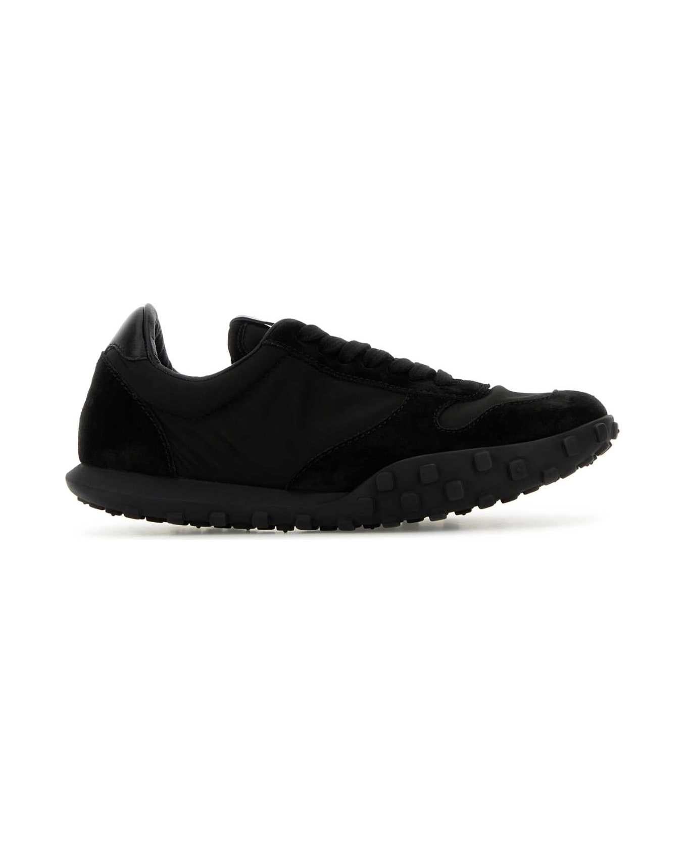 Jil Sander Black Fabric And Suede Sneakers - Black