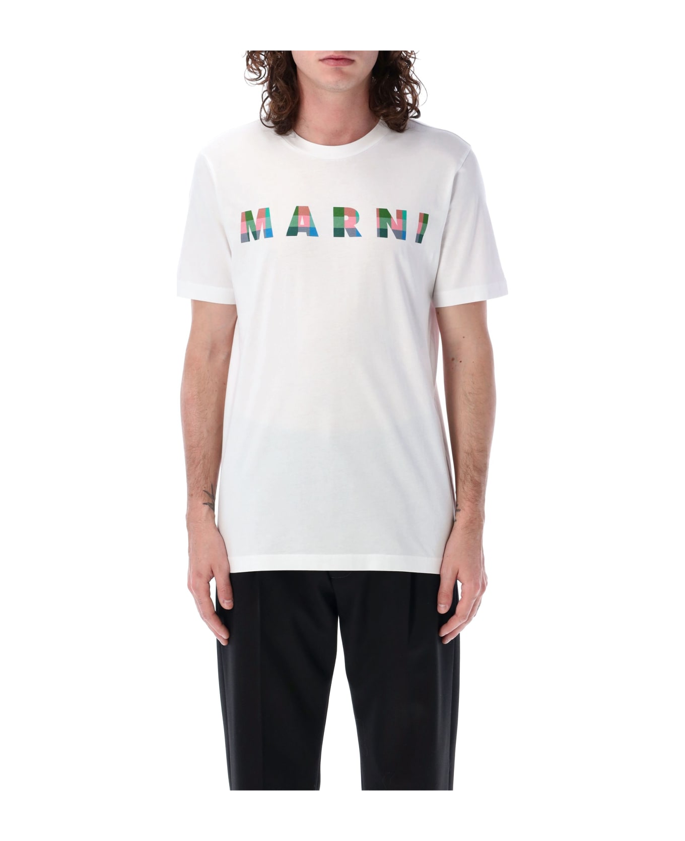 Marni T-shirt With Print Logo - LILY WHITE
