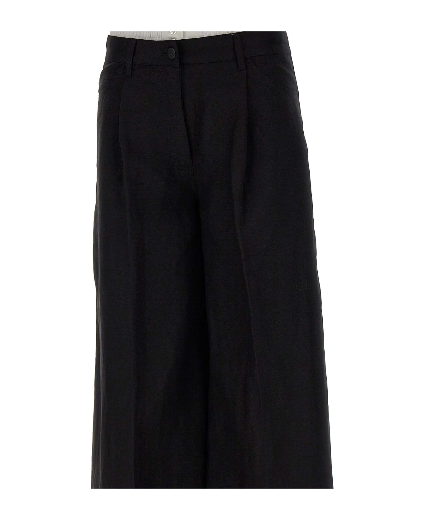 REMAIN Birger Christensen Linen And Viscose Trousers - BLACK ボトムス