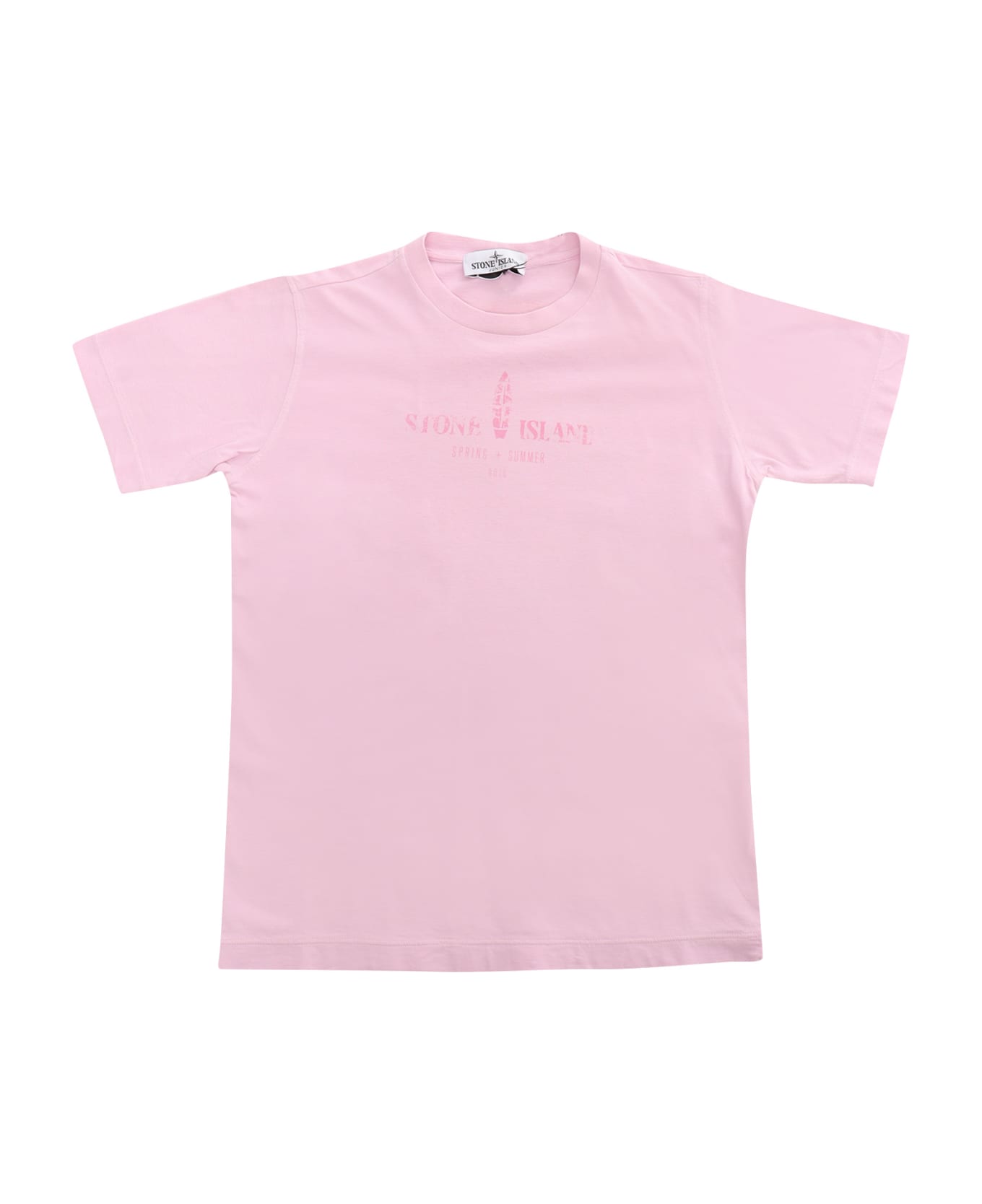 Stone Island Junior Pink T-shirt With Prints - PINK