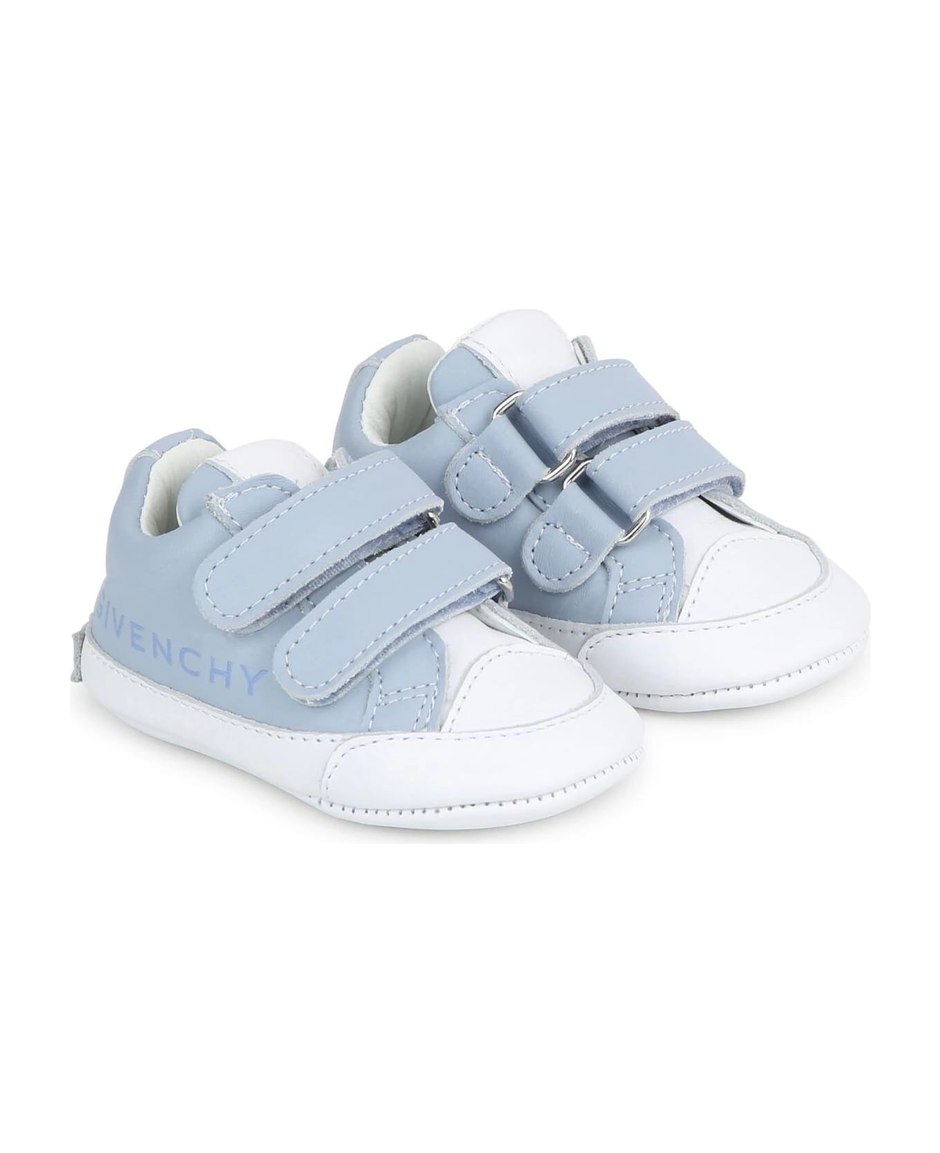 Givenchy Light Blue And White Sneakers With Logo - Blue シューズ