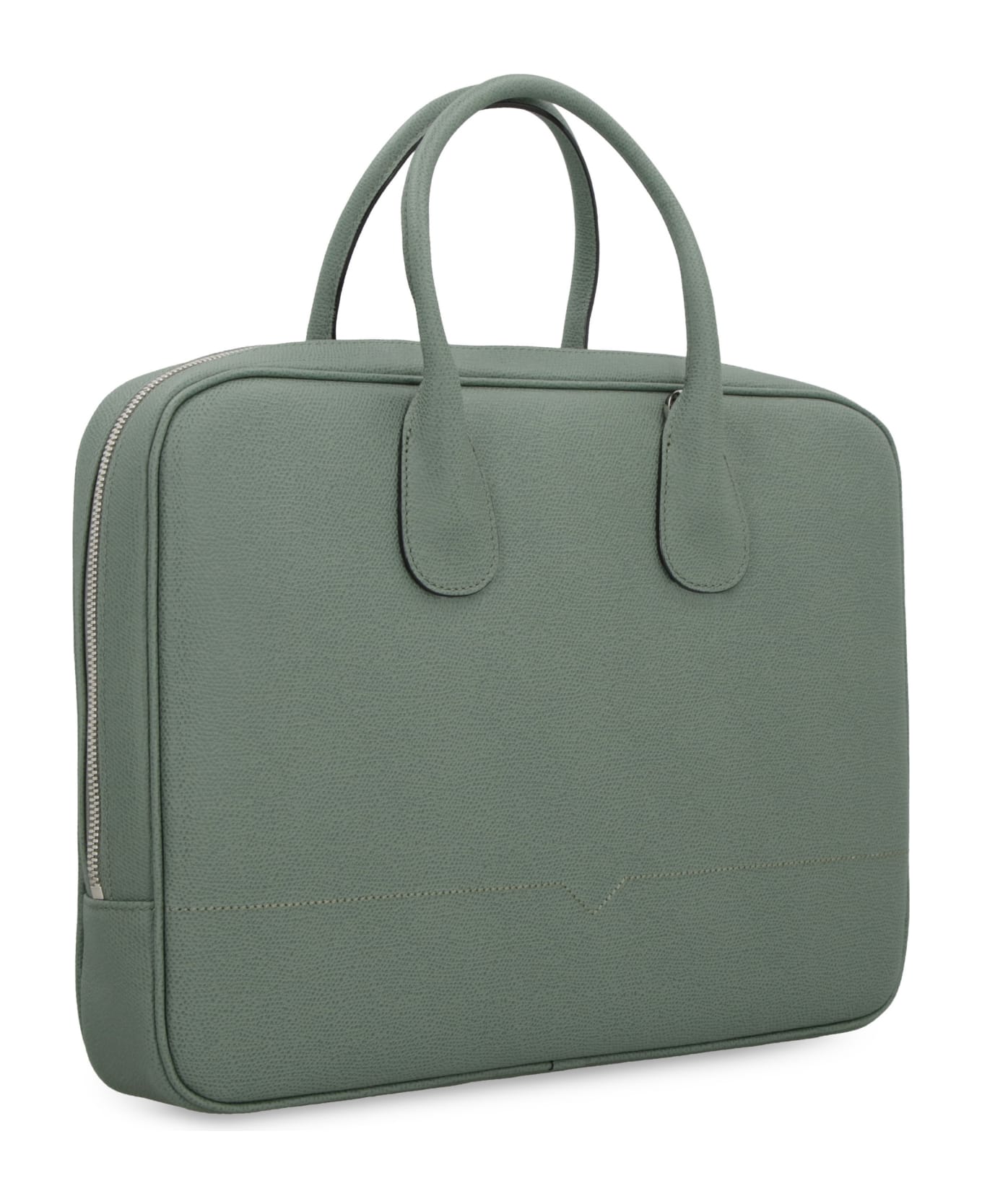 Valextra My Logo Leather Briefcase - green