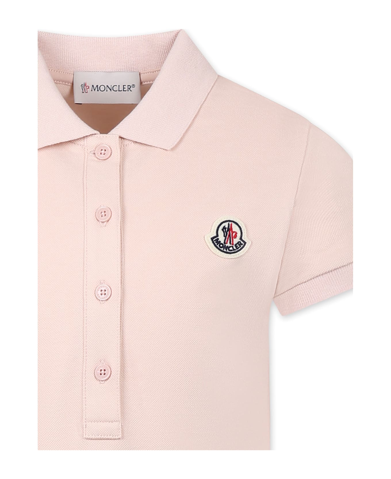 Moncler Pink Dress For Girl With Logo - Pink