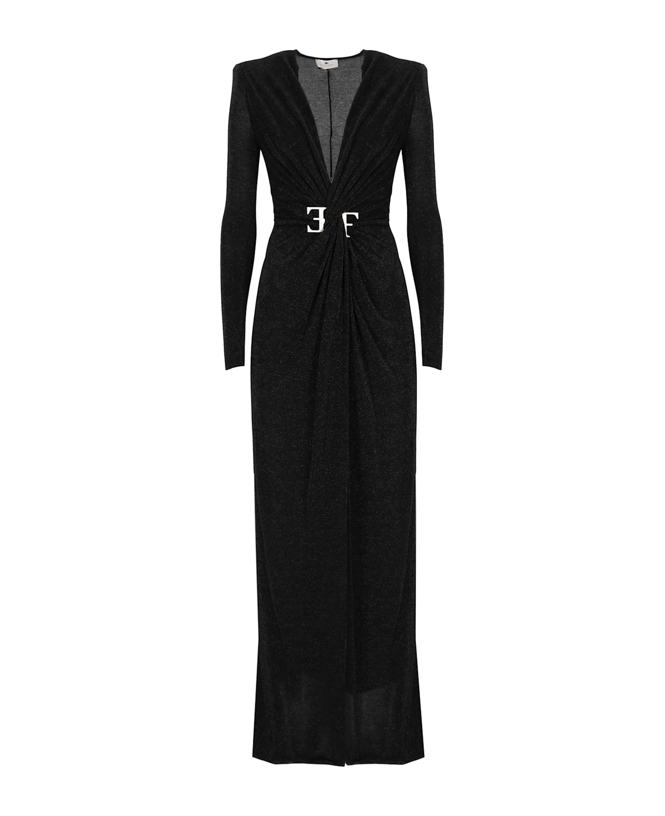 Elisabetta Franchi Red Carpet V-neck Dress - Black