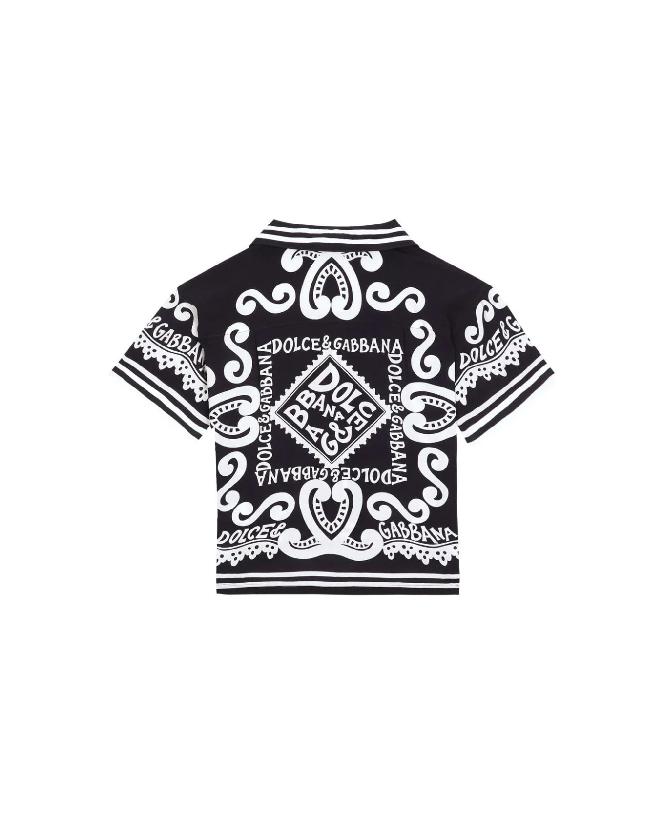 Dolce & Gabbana Javanese Shirt With Navy Print - Blue