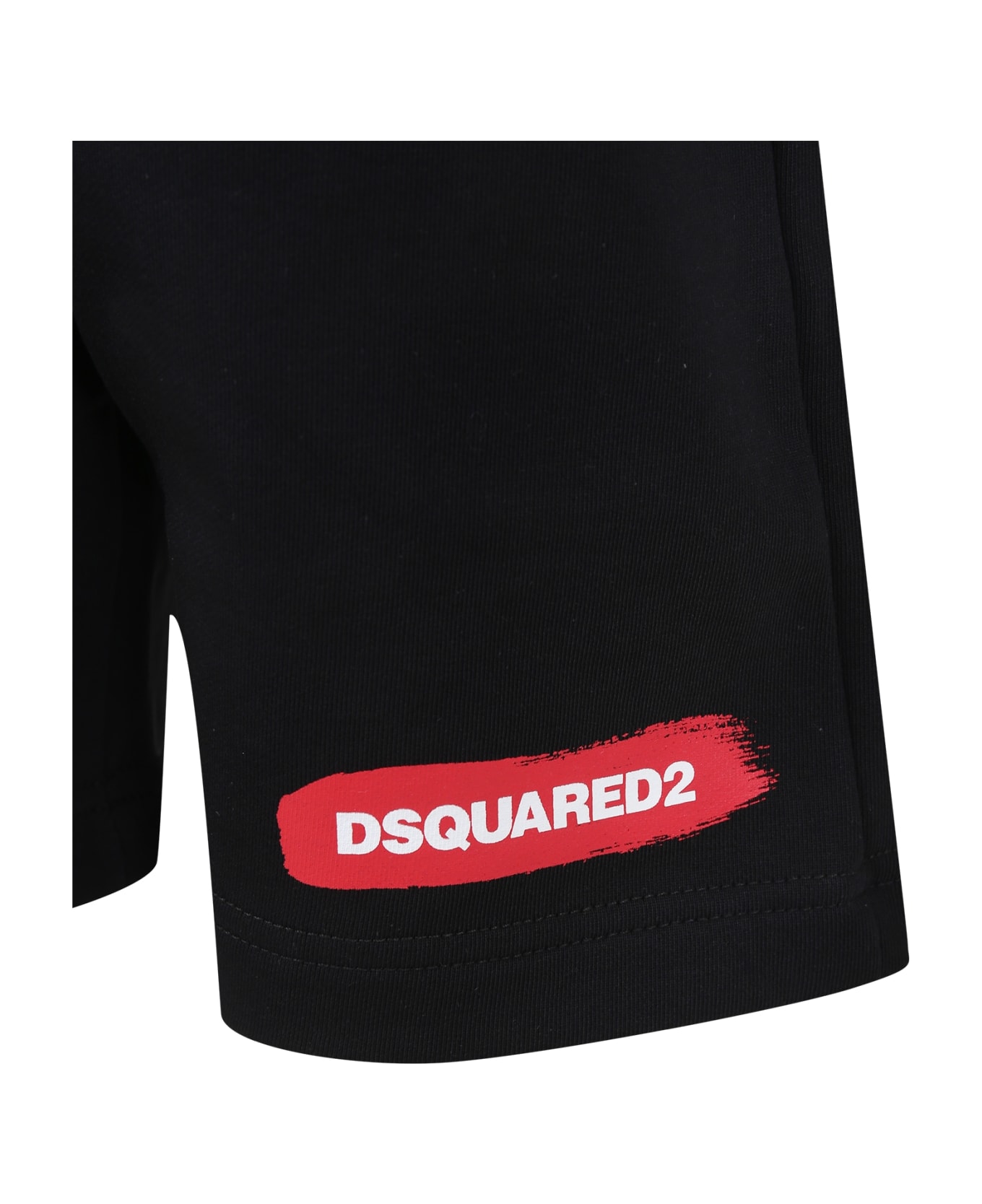 Dsquared2 Black Shorts For Boy With Logo - Black ボトムス