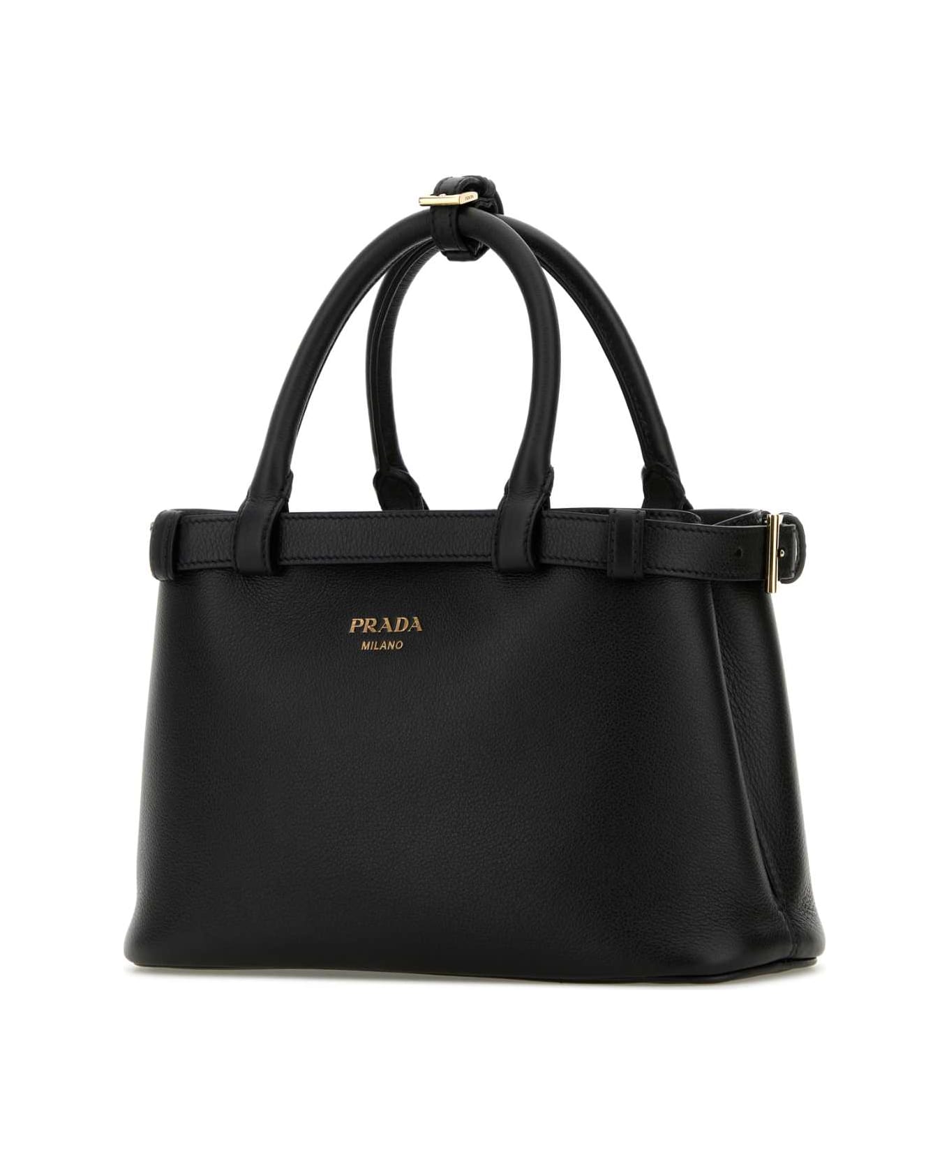 Prada Black Leather Prada Buckle Handbag - NERO