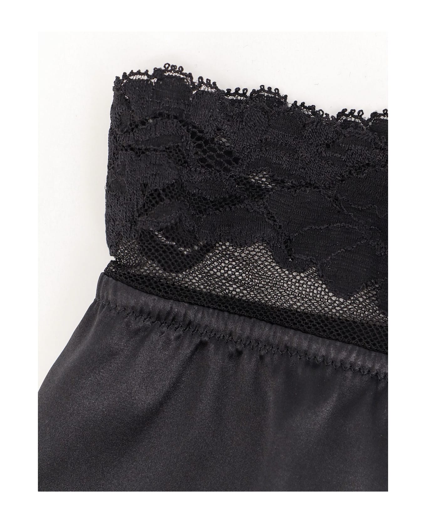 Dolce 
Gabbana Silk Coulotte With Lace Inserts - Black