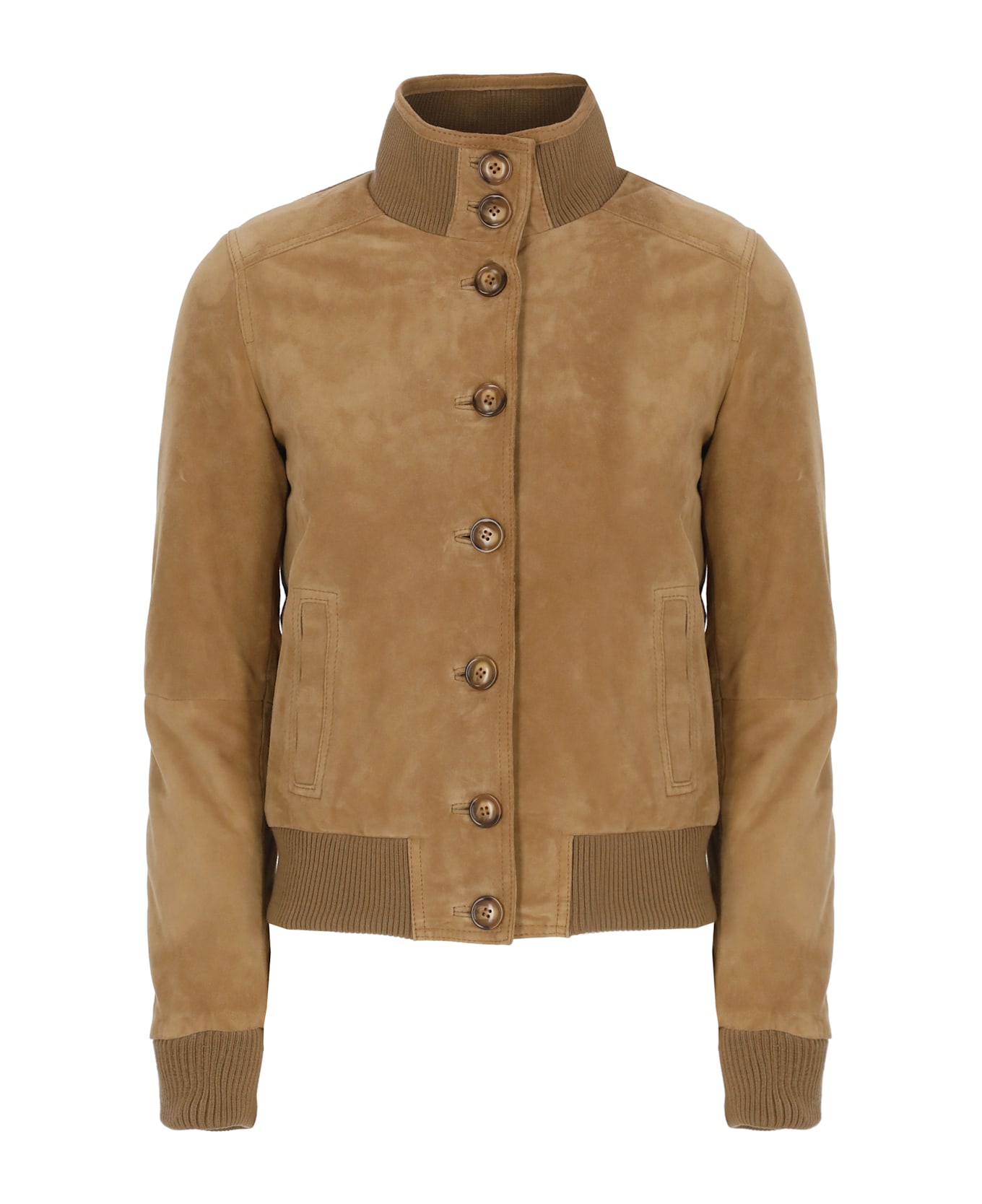 Bully Suede Leather Bomber Jacket - Brown
