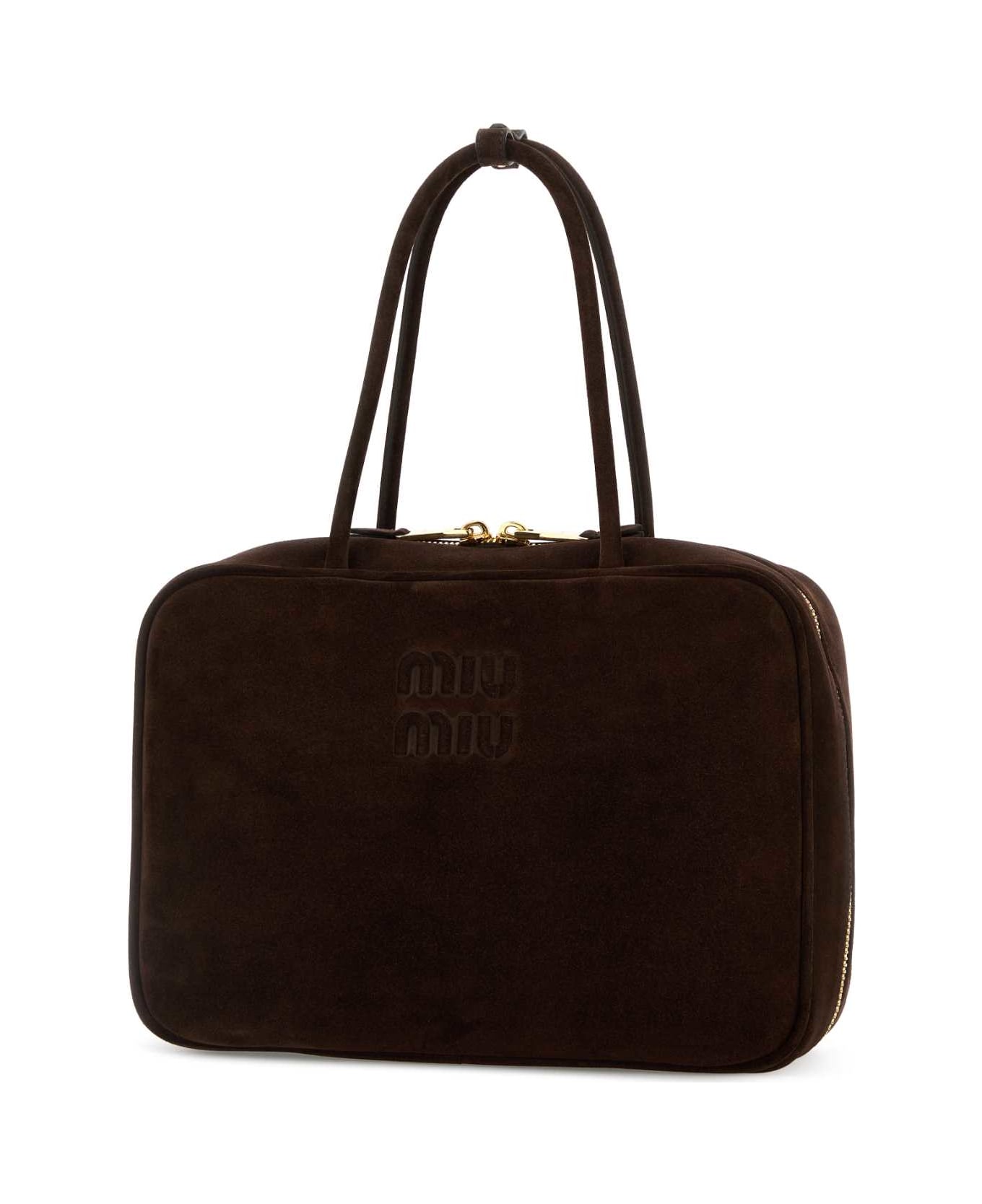 Miu Miu Dark Brown Suede Handbag - MORO