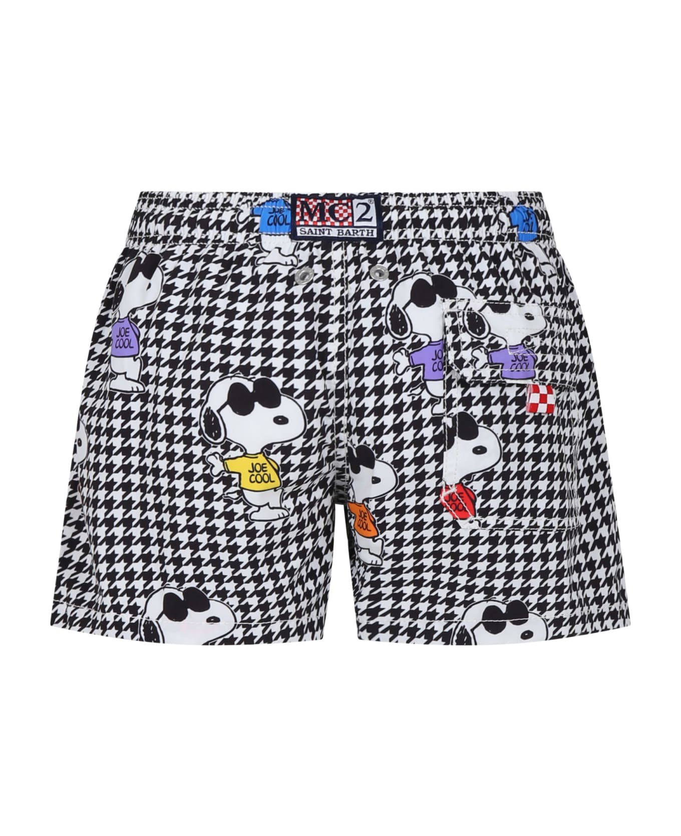 MC2 Saint Barth Black Swim Shorts For Boy With Snoopy - Multicolor 水着