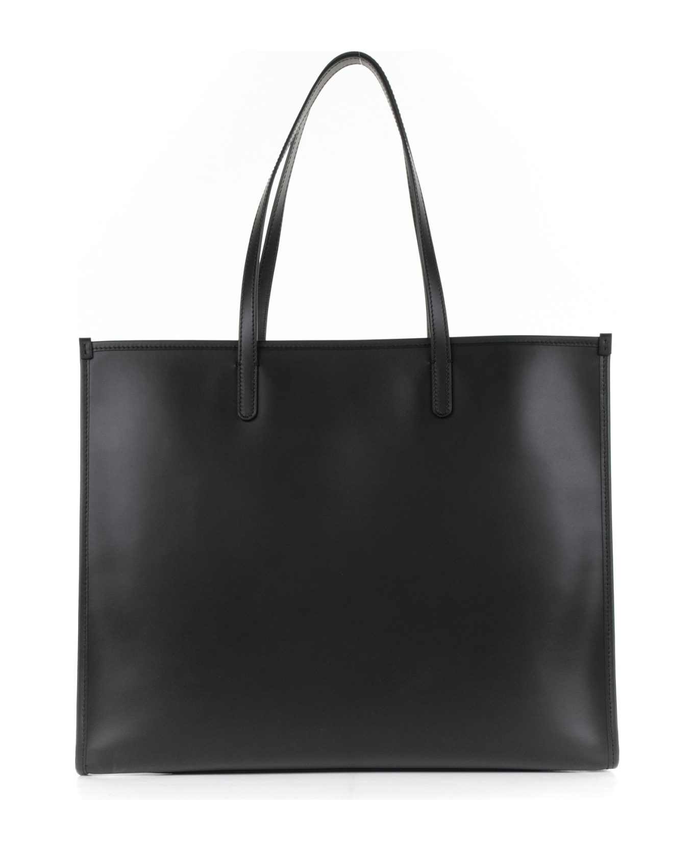 Dolce & Gabbana Leather Shopping Bag With Embossed Logo - NERO