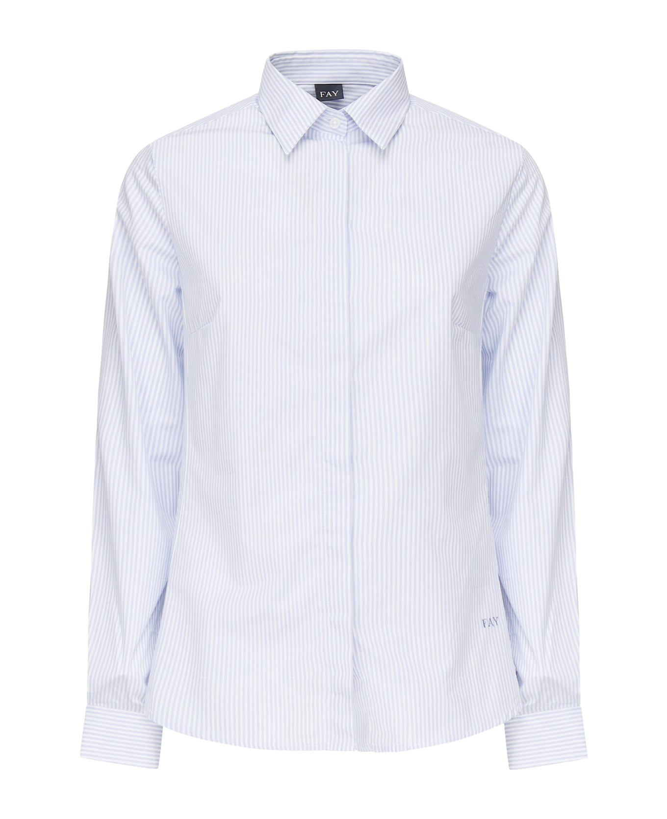 Fay Slim Striped Shirt - WHITE, blue