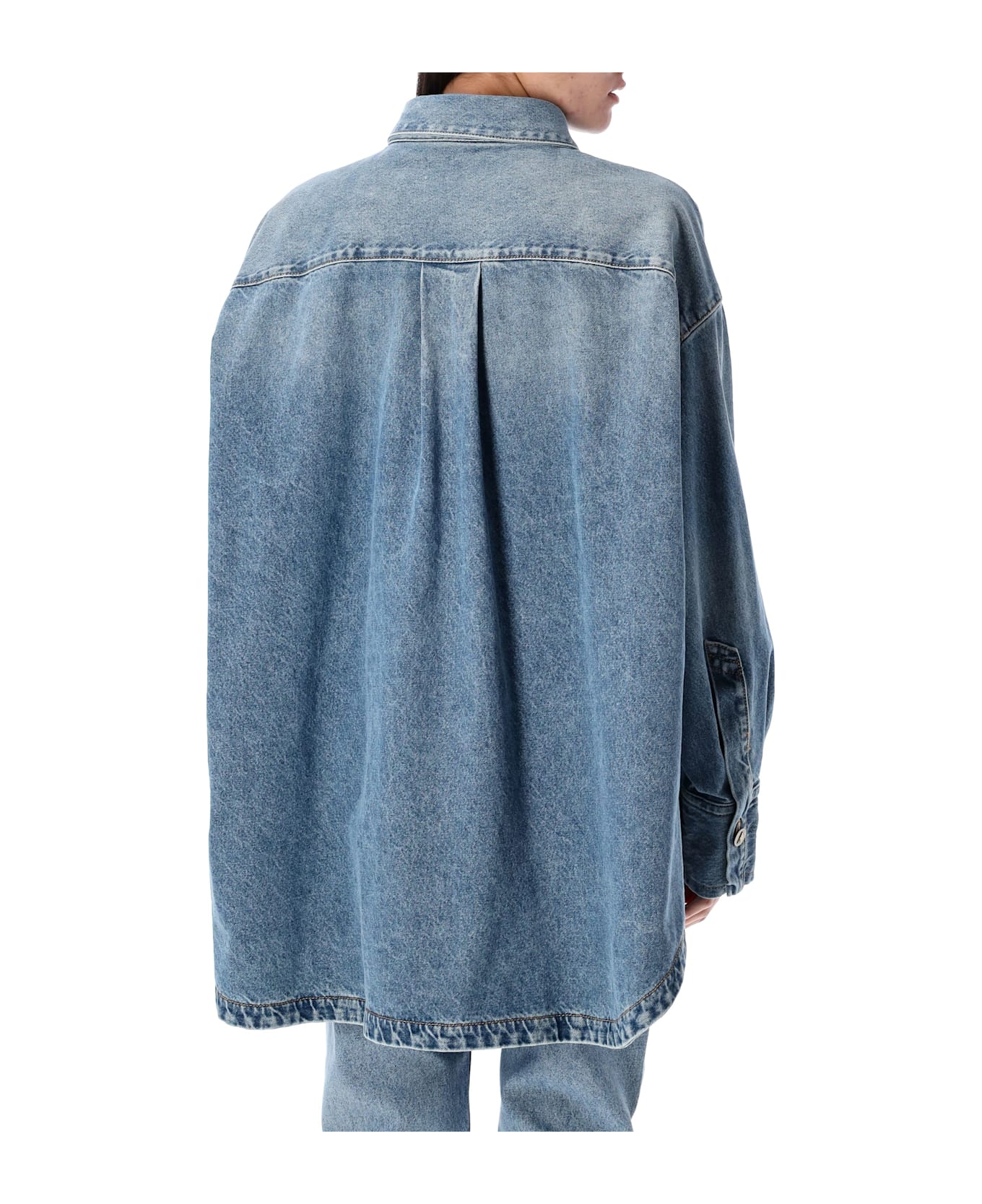 The Attico Diana Denim Shirt - SKY BLUE