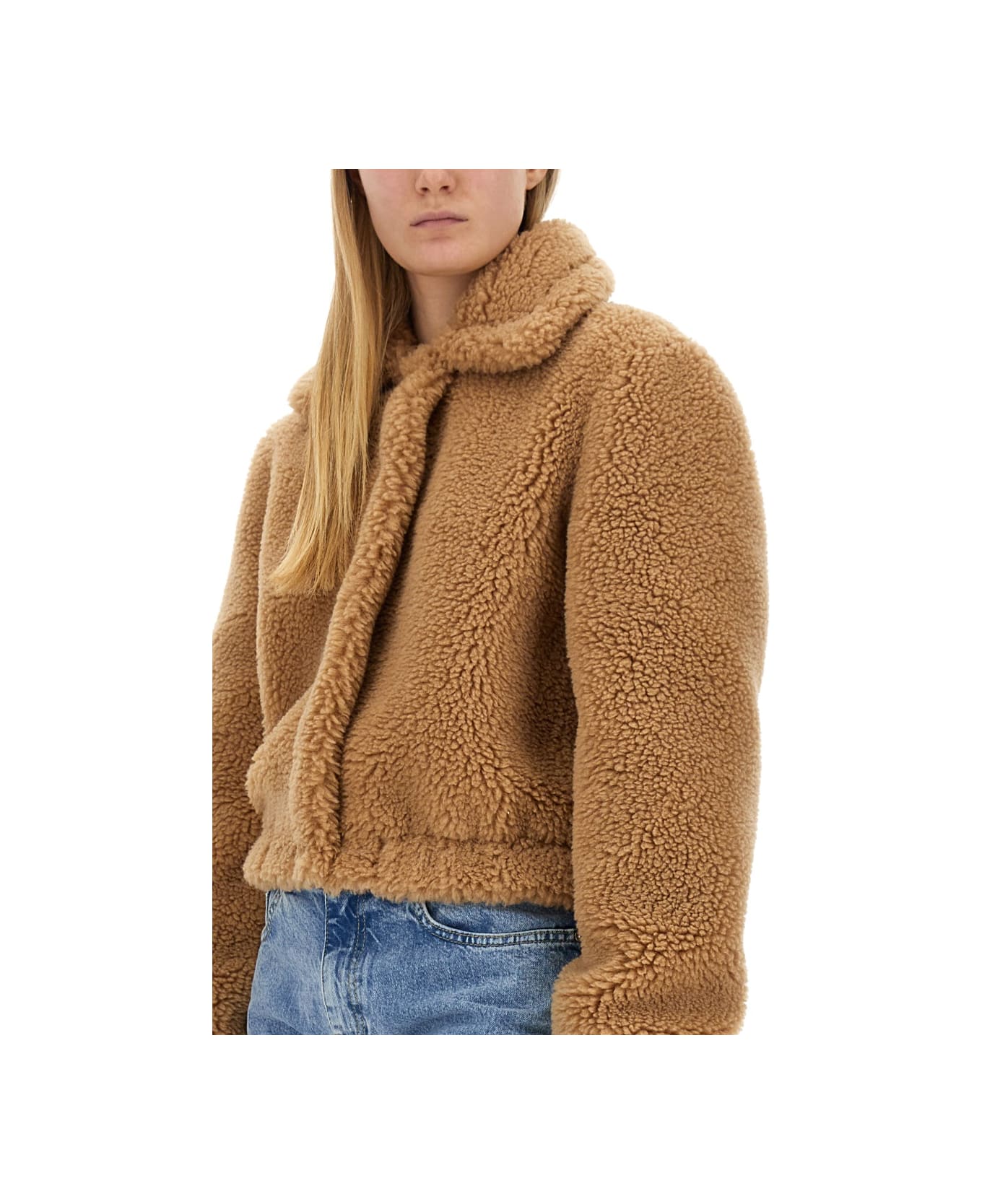 M05CH1N0 Jeans Furry Effect Jacket - BEIGE