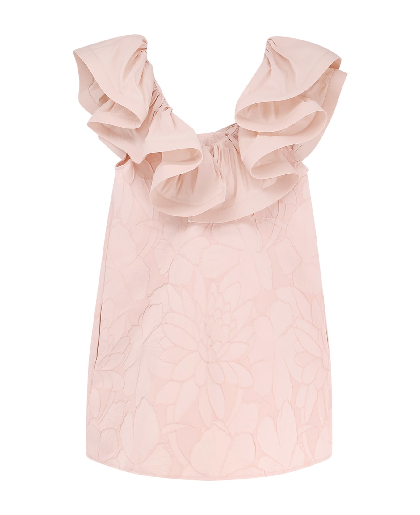 Elisabetta Franchi Floral Jacquard Mini Dress With Ruches - Pink