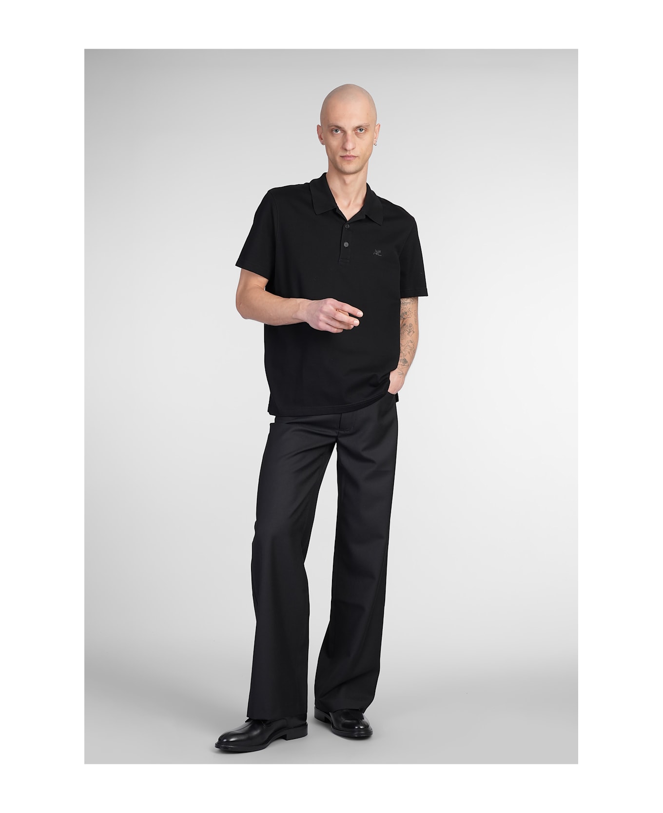 Courrèges Polo In Black Cotton - black