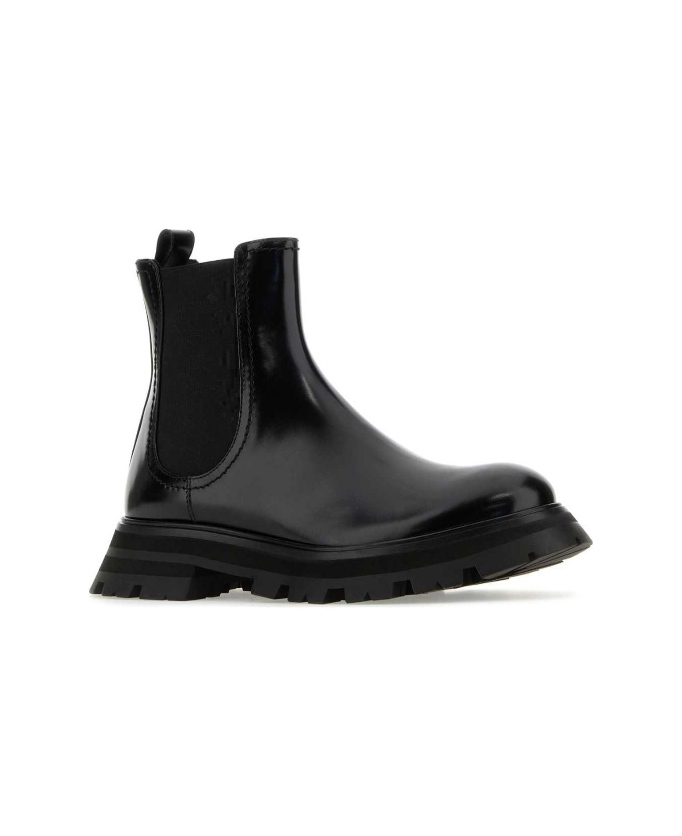 Alexander McQueen Black Leather Ankle Boots - BLACKBLACK