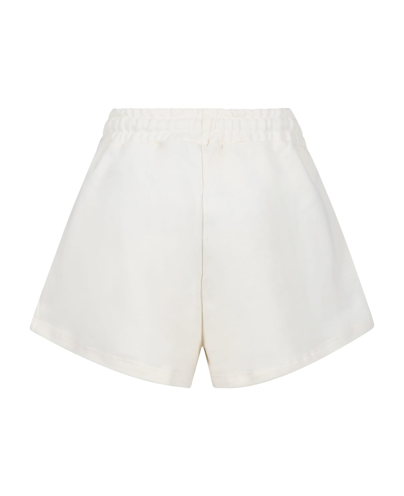 MSGM Ivory Shorts For Girl With Logo - Crema