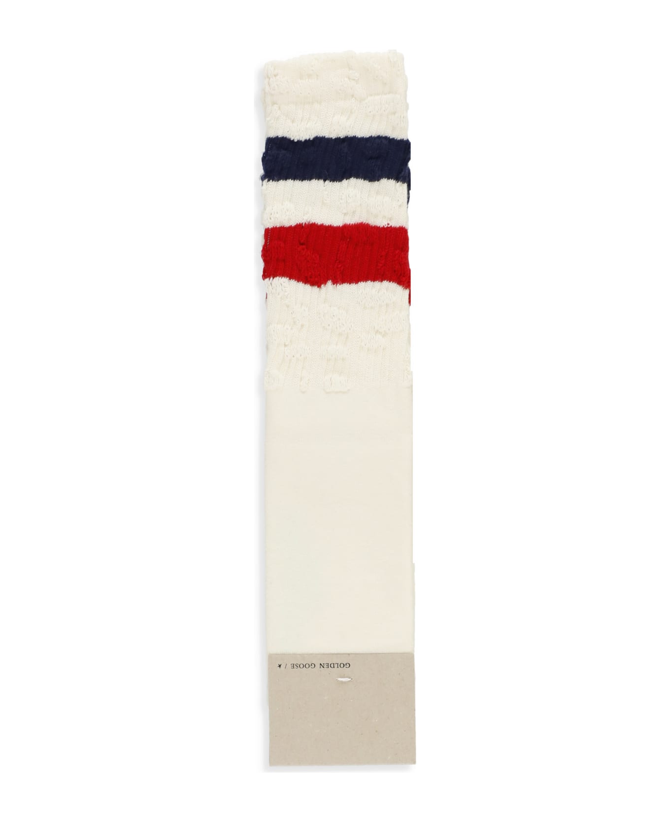Golden Goose Striped Detail Socks - Old White Red Navy Green Fluo