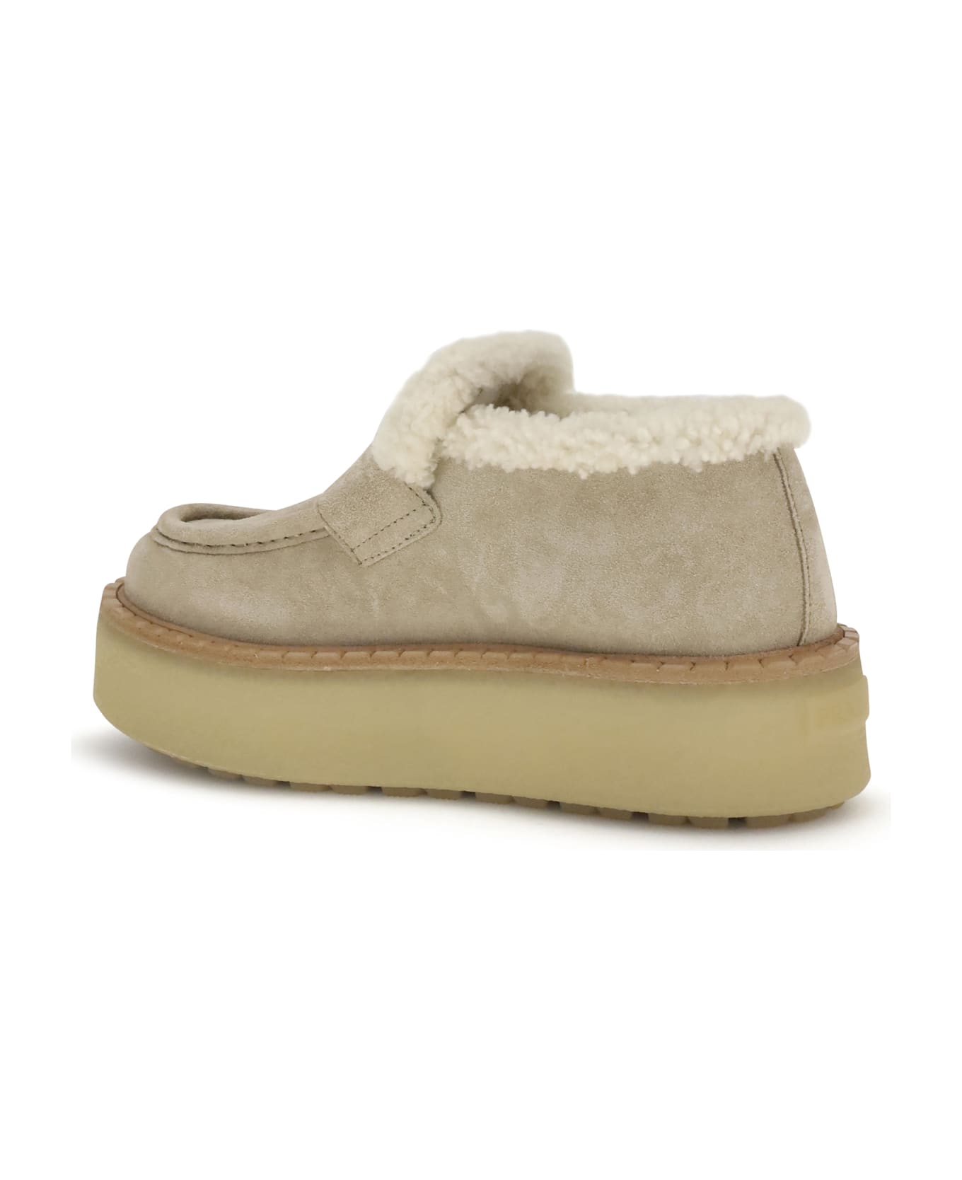 Prada Suede Loafers With Shearling
