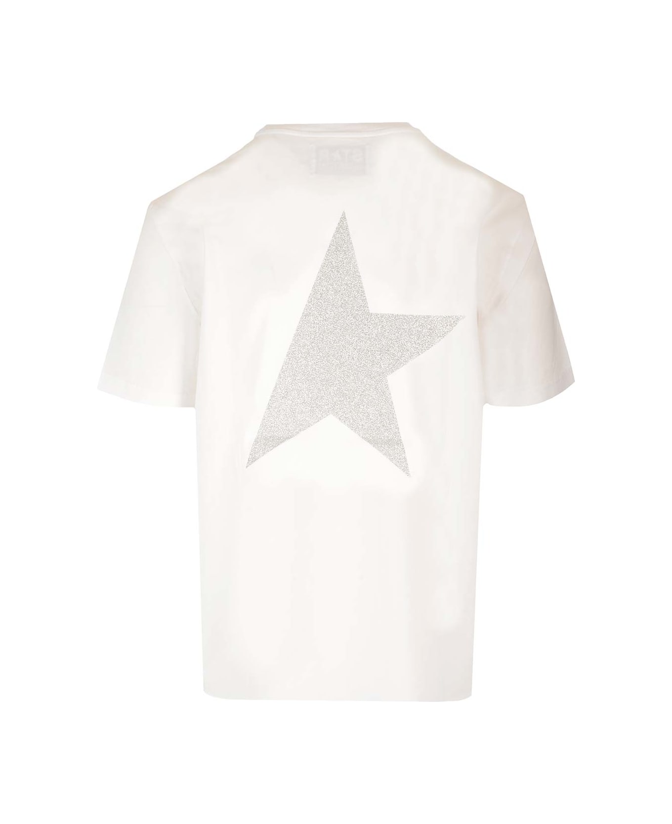 Golden Goose T-shirt With Logo And Glitter Star - White