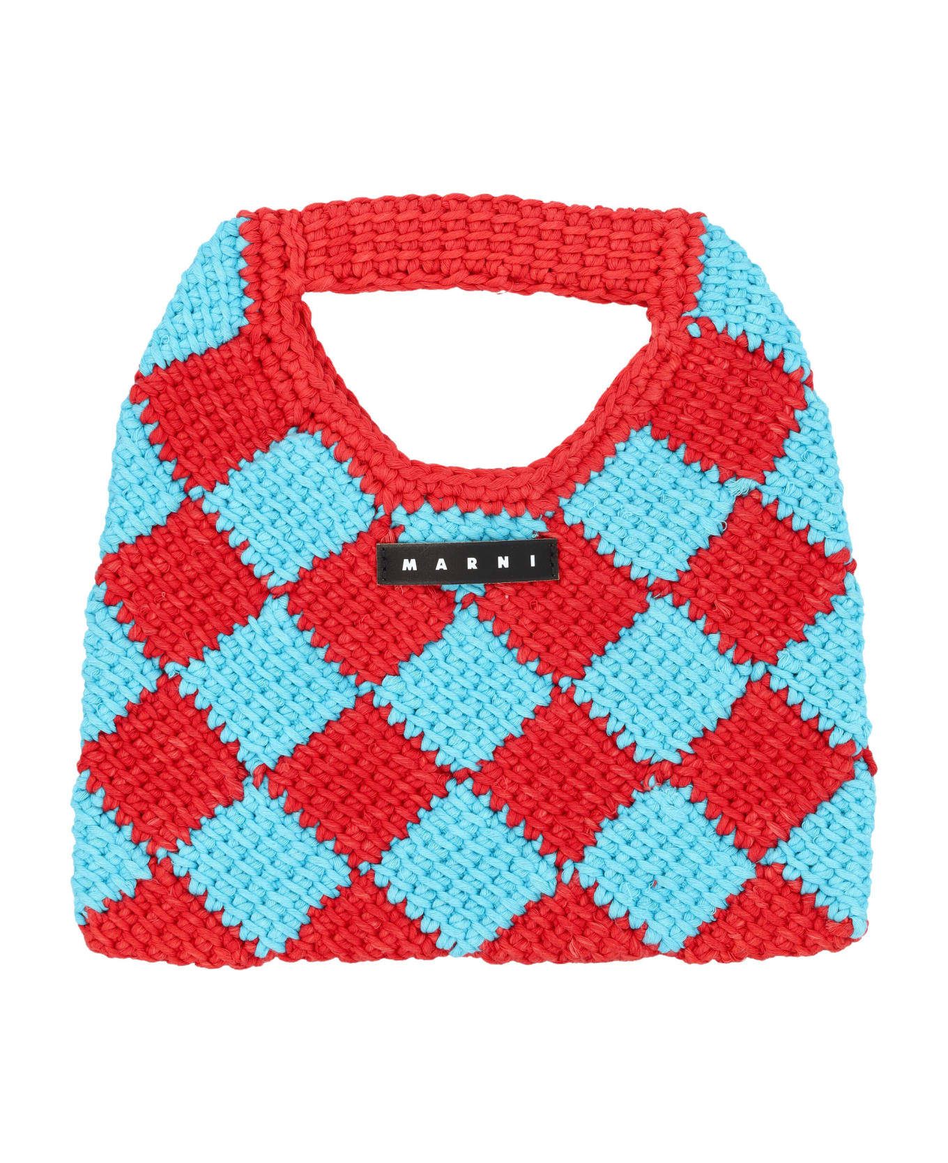 Marni tailored Diamond Crochet Bag - BLUE/RED
