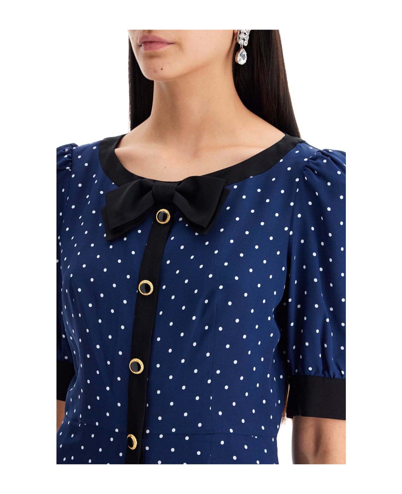 Alessandra Rich 'silk Polka Dot Mini Dress - NAVY BLUE-WHITE (Blue)