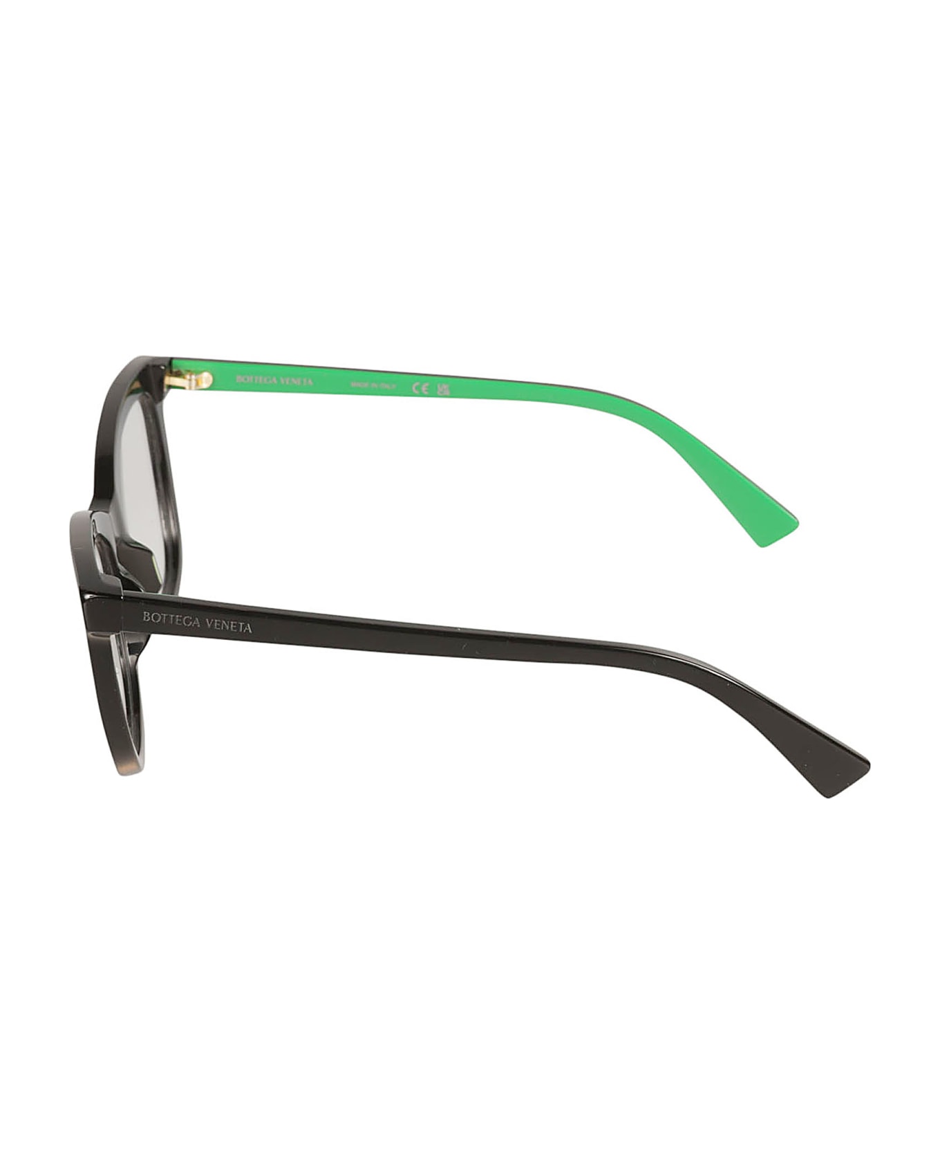 Bottega Veneta Eyewear Square Frame Logo Glasses - Black/Transparent
