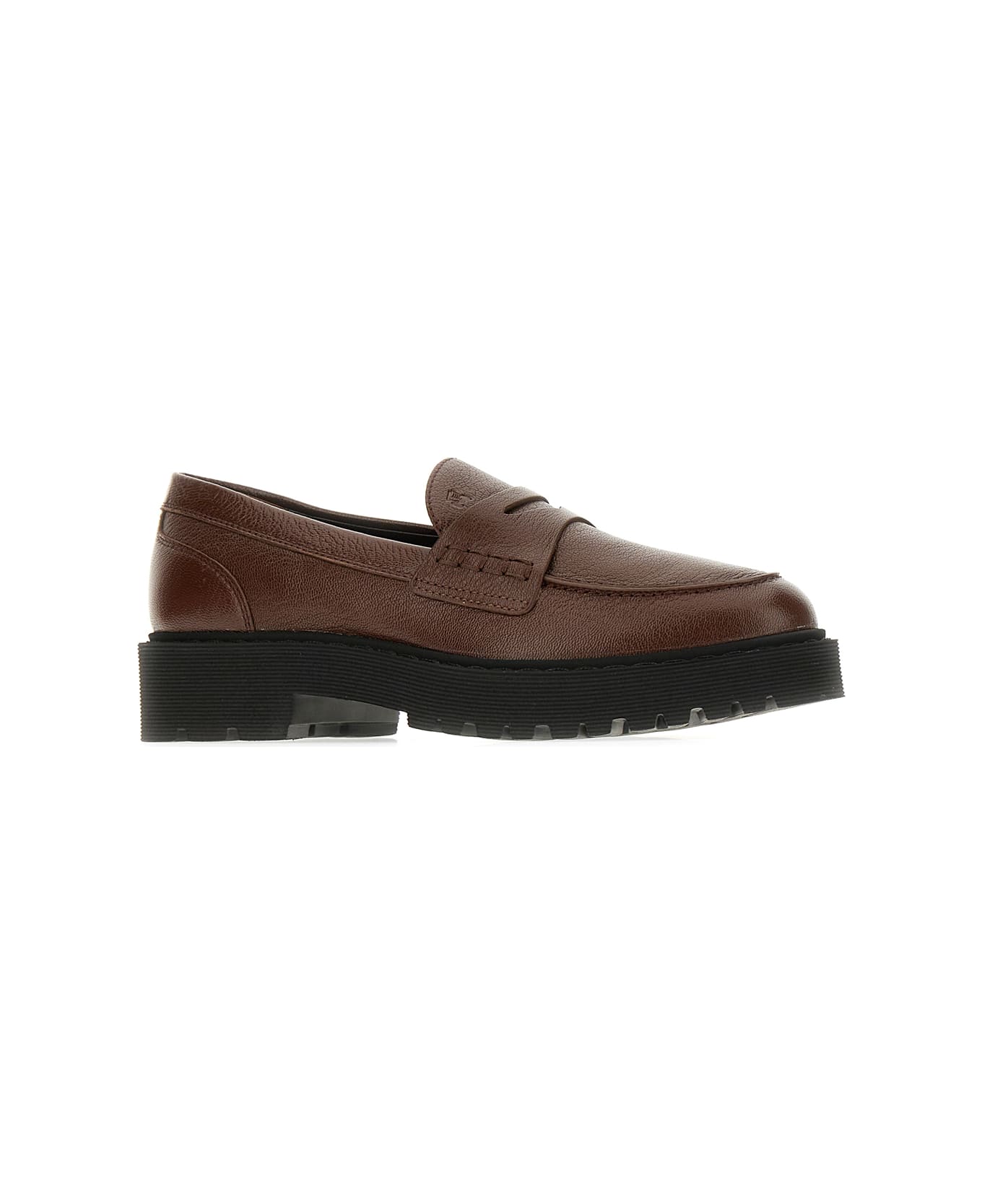 Hogan Brown Leather Loafers - Marrone