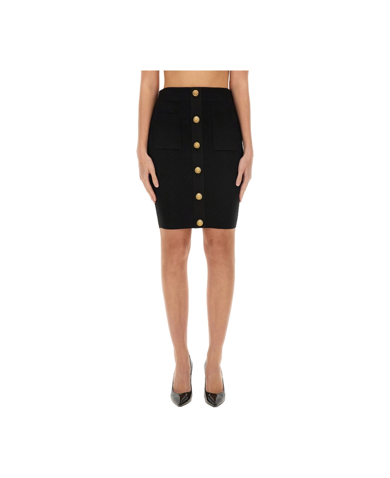 Balmain "vichy" Knit Skirt - BLACK