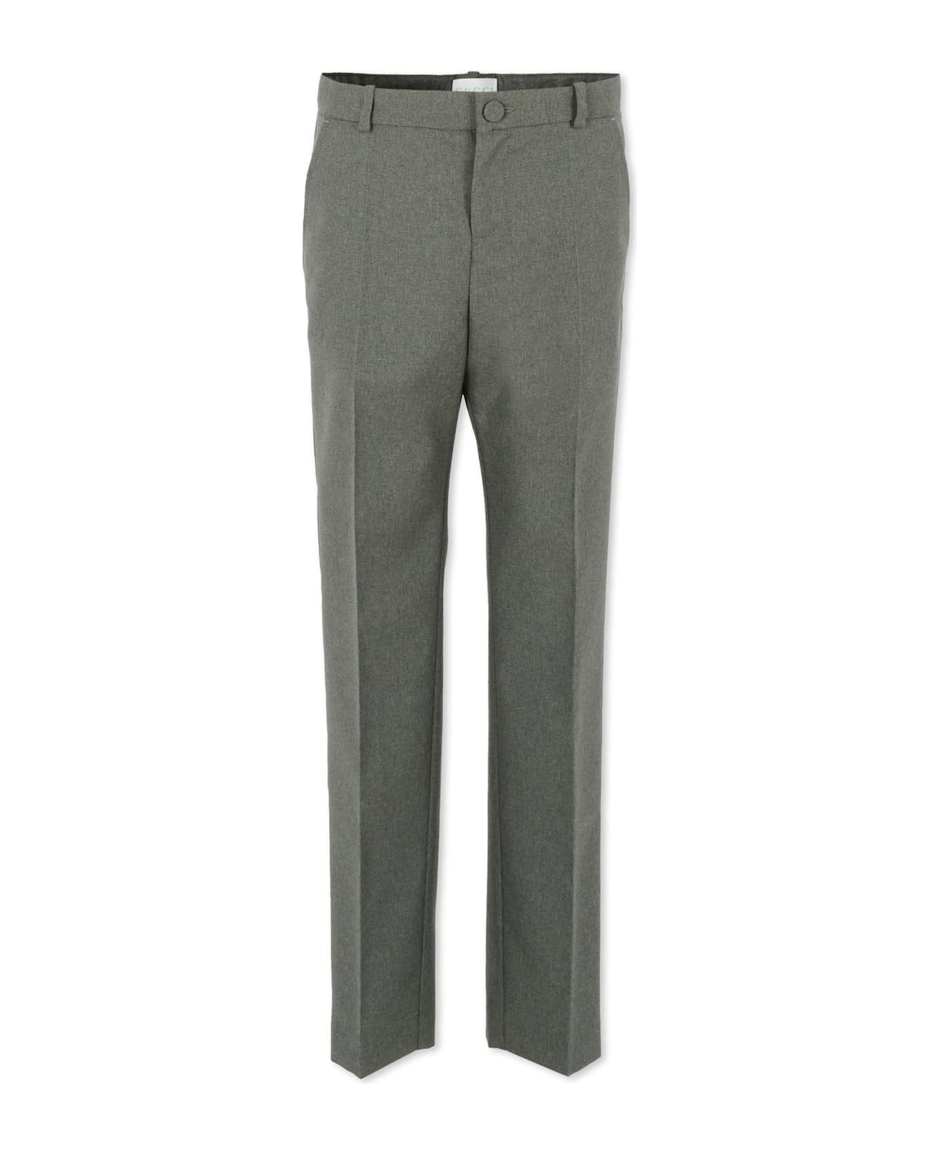 Gucci Grey Trousers For Boy With Logo - Grey