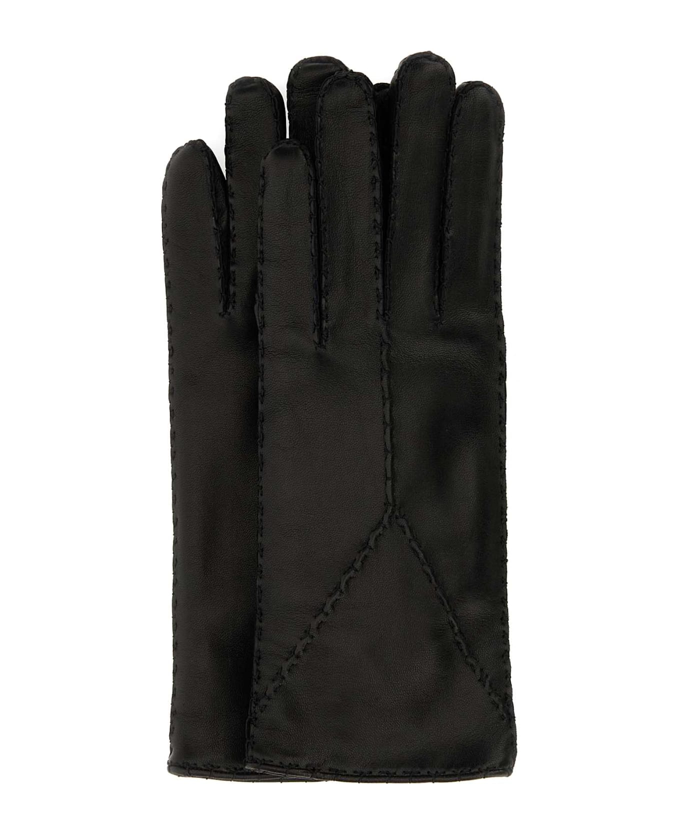 Saint Laurent Black Leather Gloves - Black