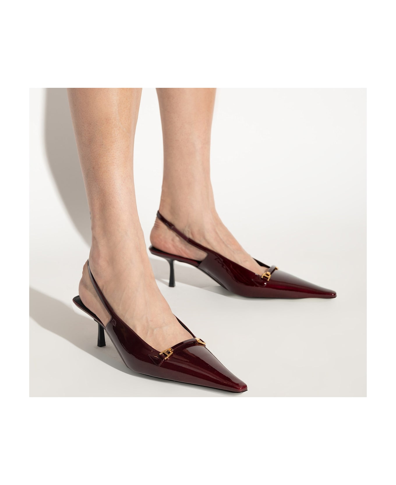 Saint Laurent 'carine' Leather Slingback Pumps - Burgundy