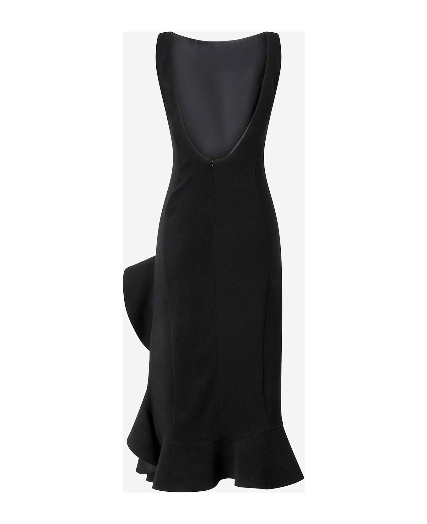 Pinko Stretch Viscose Dress With Ruffles - Black